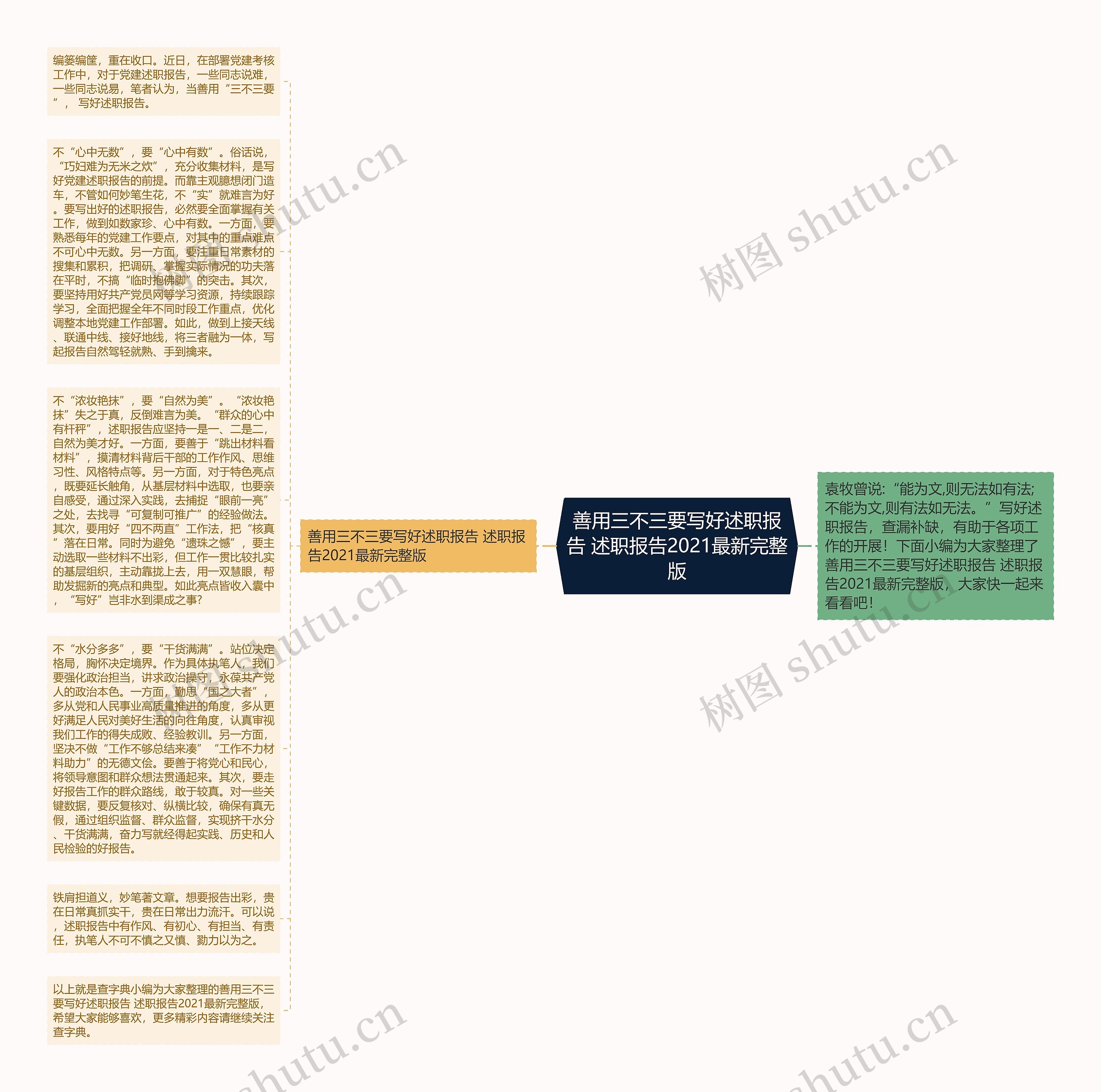 善用三不三要写好述职报告 述职报告2021最新完整版思维导图