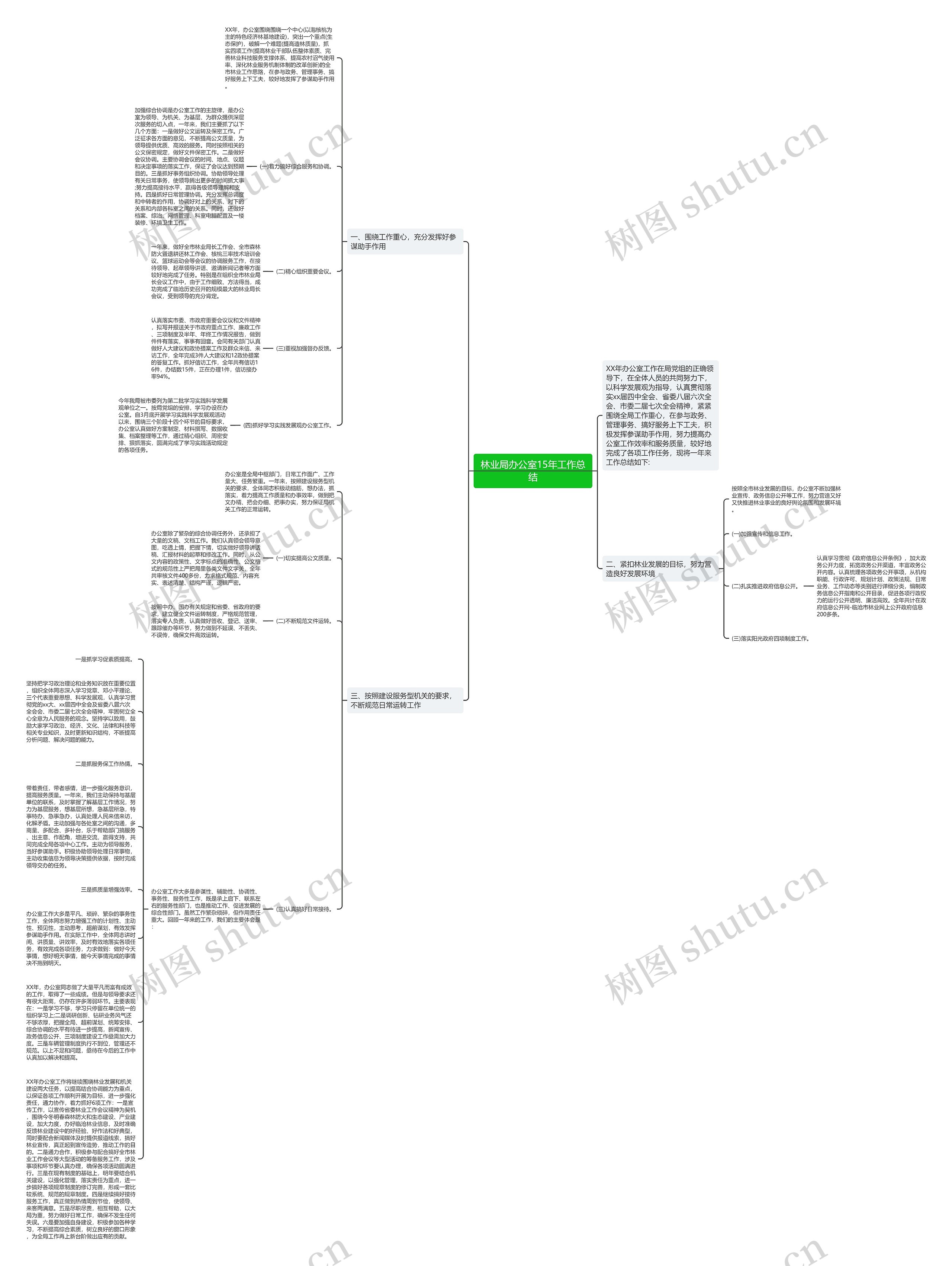 林业局办公室15年工作总结思维导图