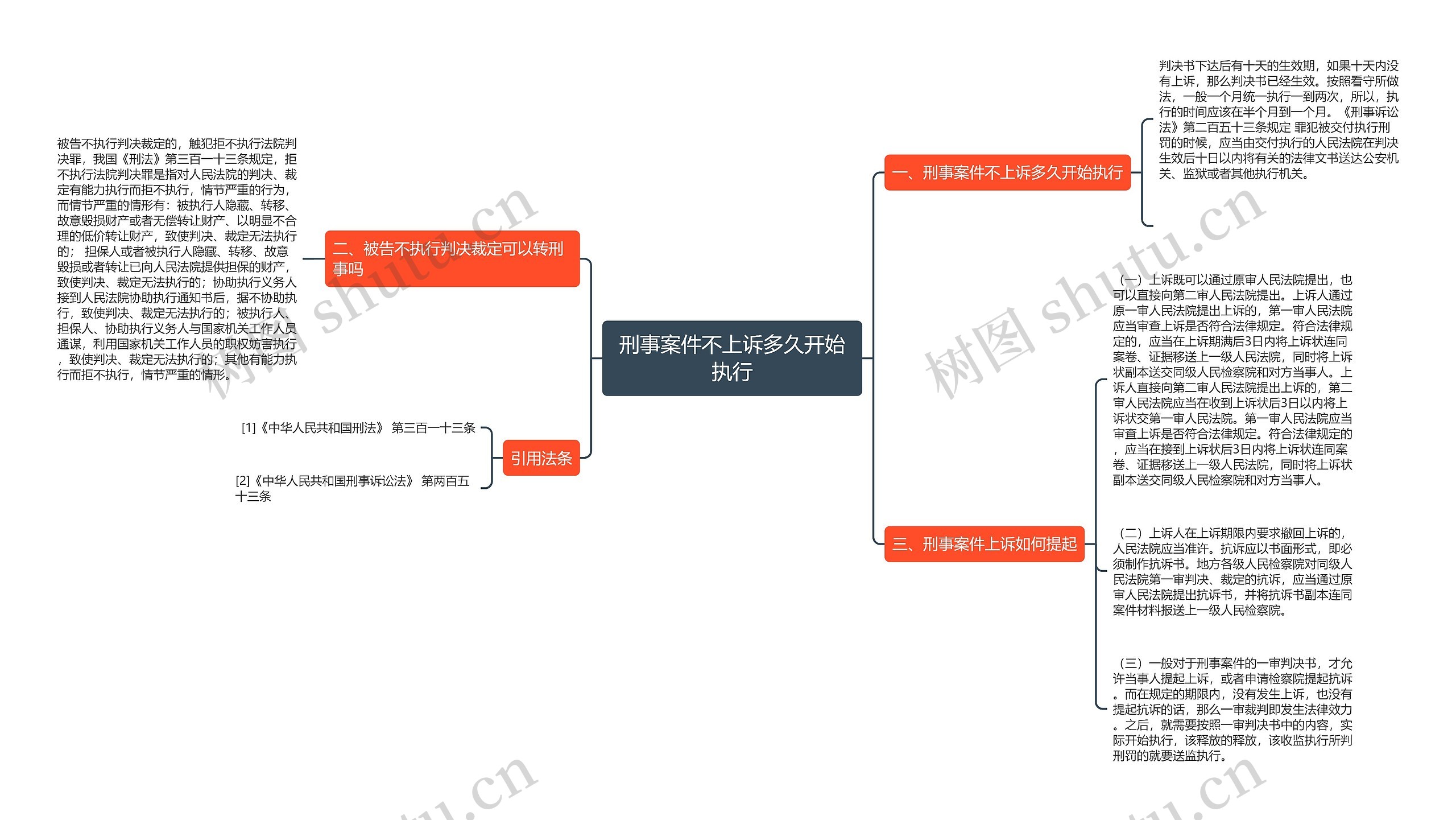 刑事案件不上诉多久开始执行思维导图