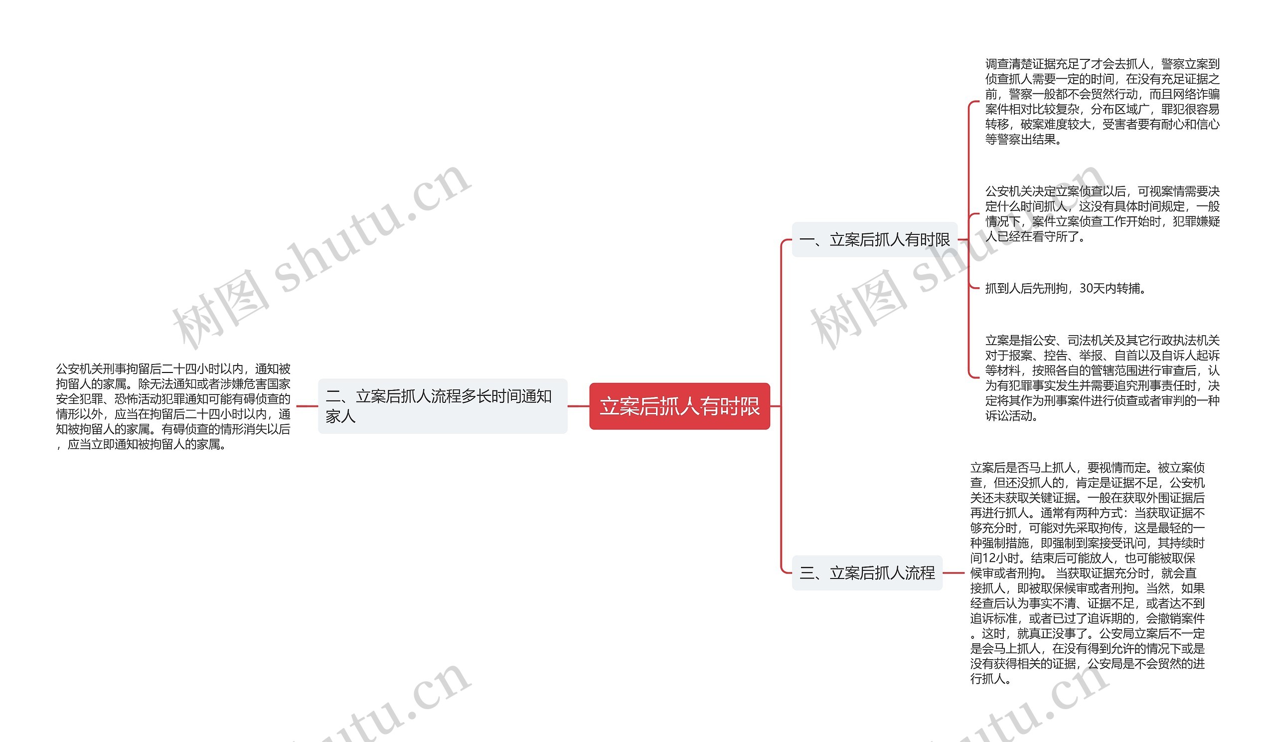 立案后抓人有时限思维导图