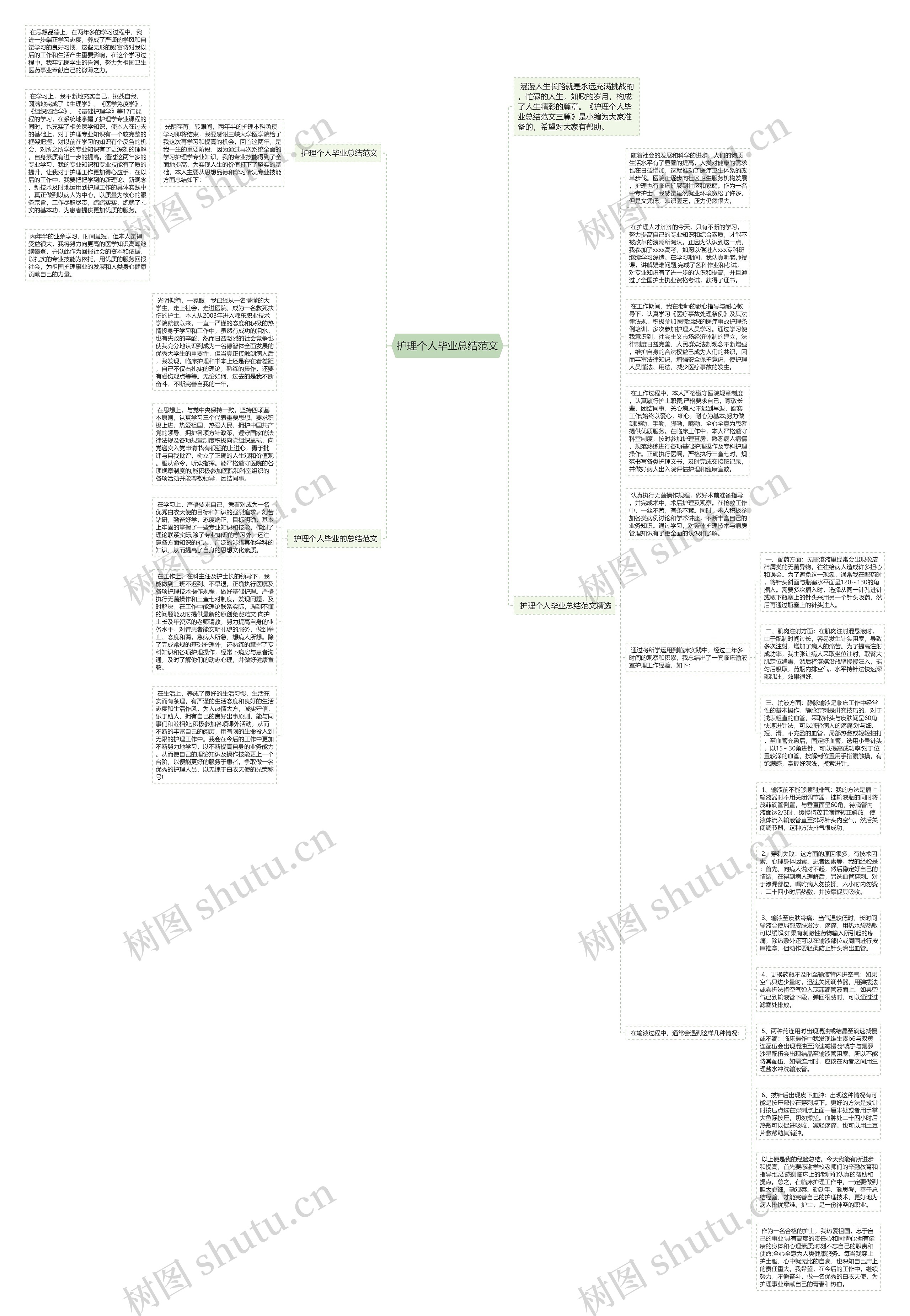 护理个人毕业总结范文思维导图