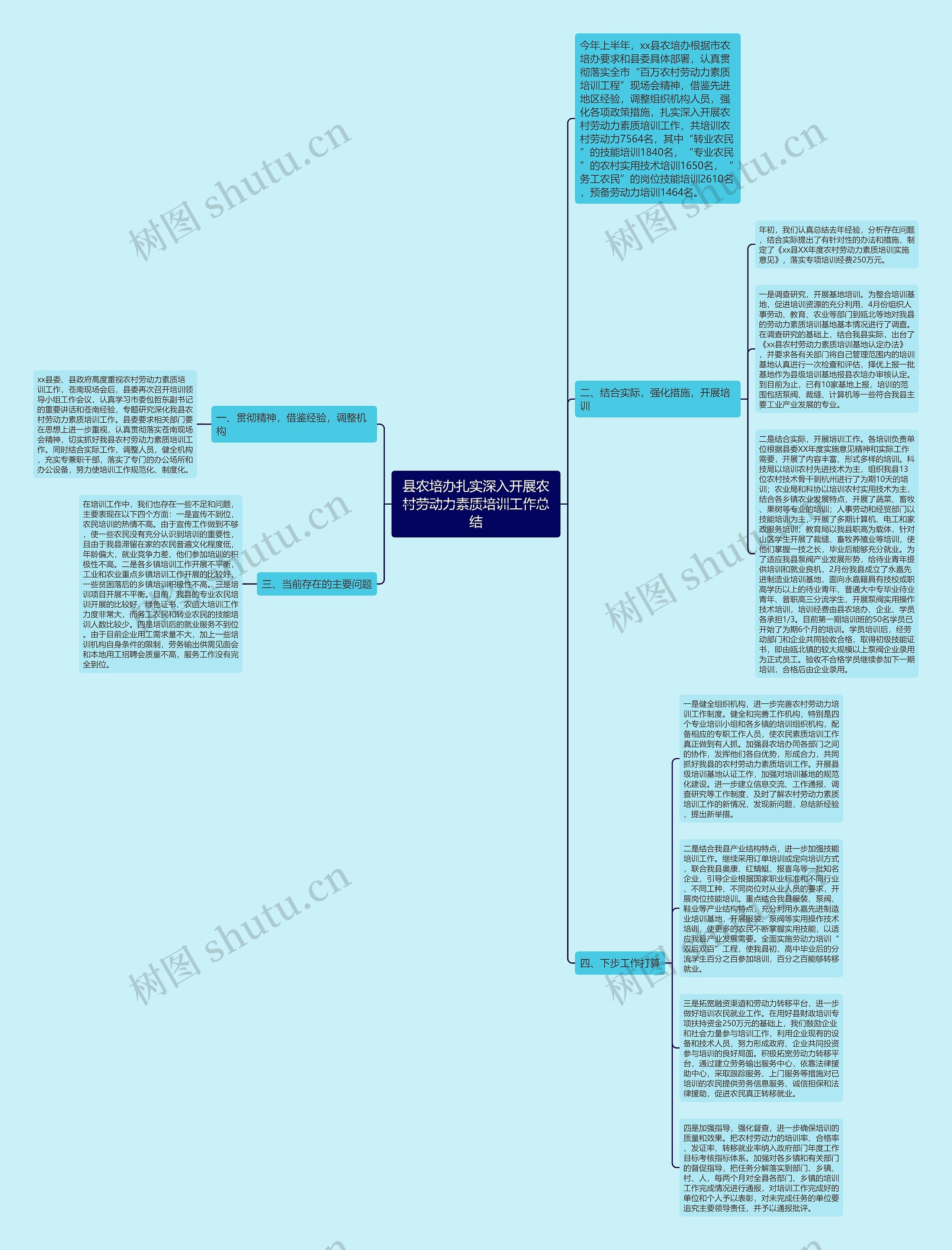 县农培办扎实深入开展农村劳动力素质培训工作总结思维导图