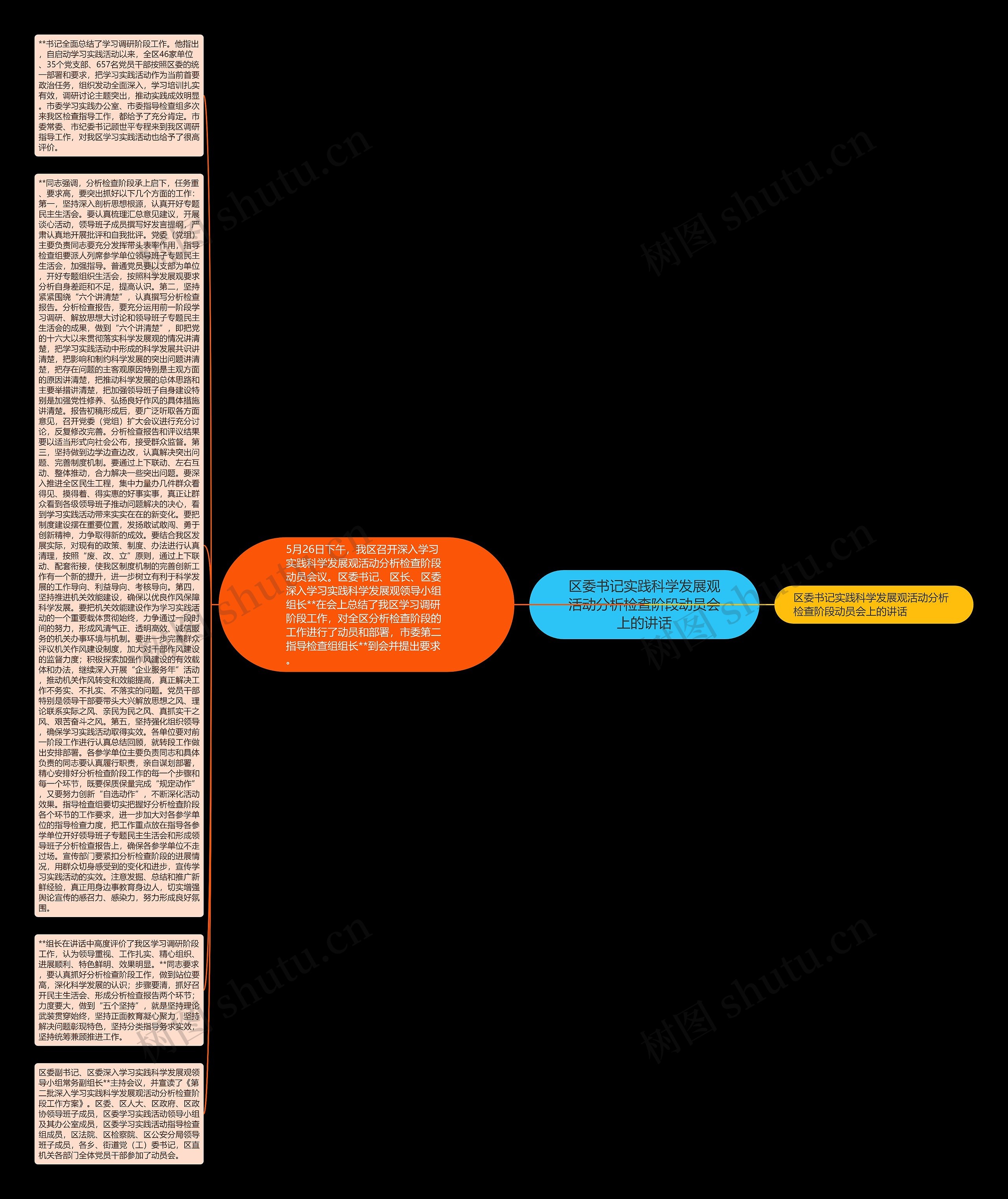 区委书记实践科学发展观活动分析检查阶段动员会上的讲话思维导图