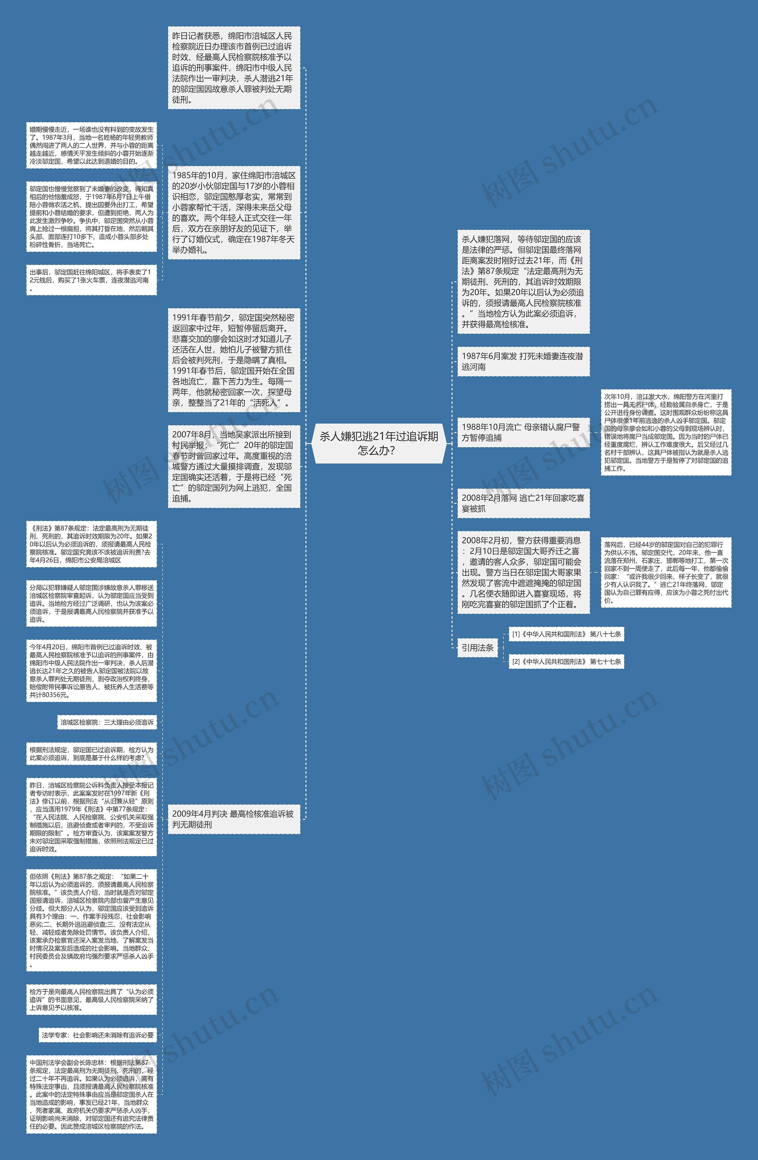 杀人嫌犯逃21年过追诉期怎么办？思维导图