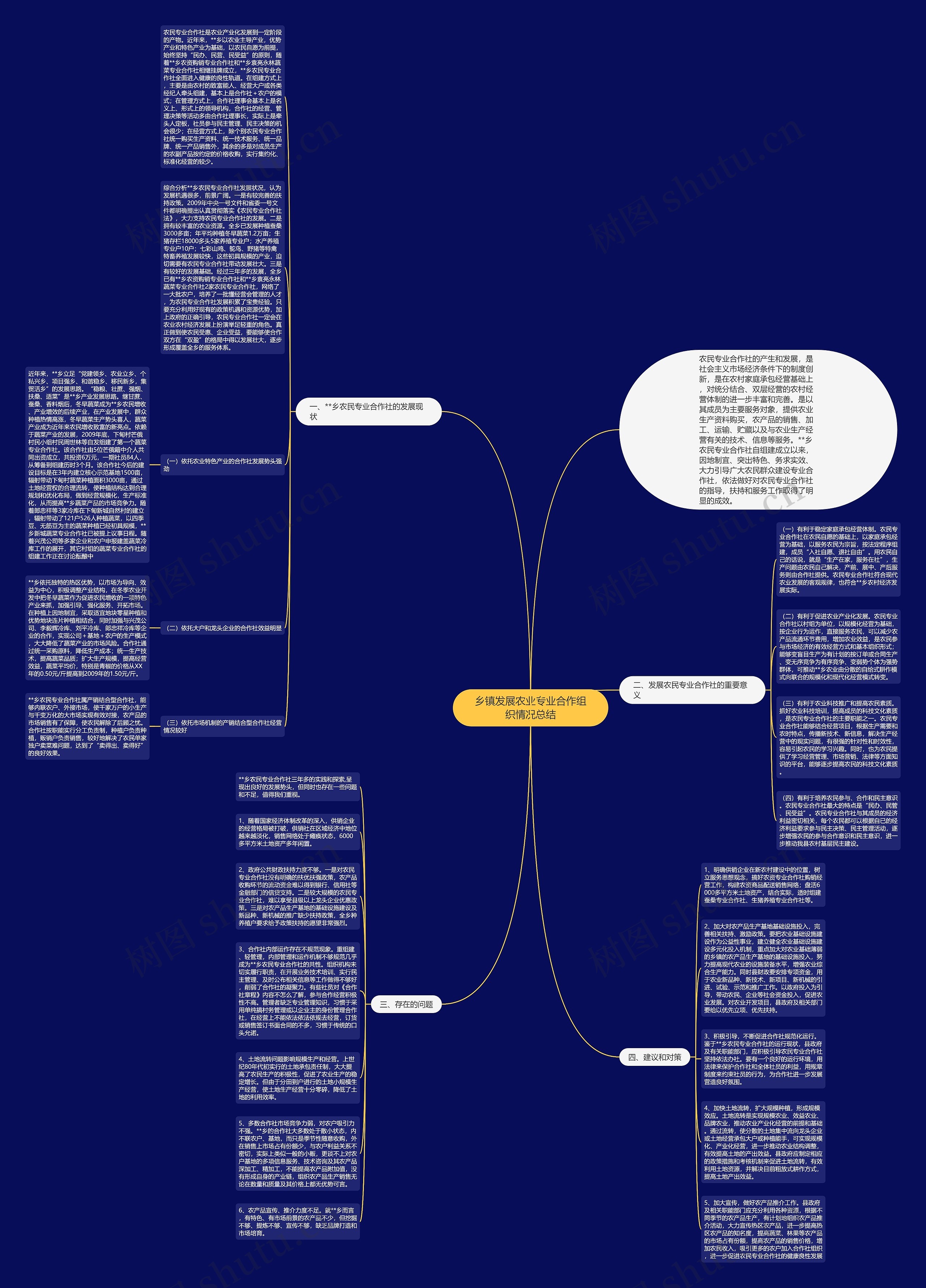 乡镇发展农业专业合作组织情况总结思维导图