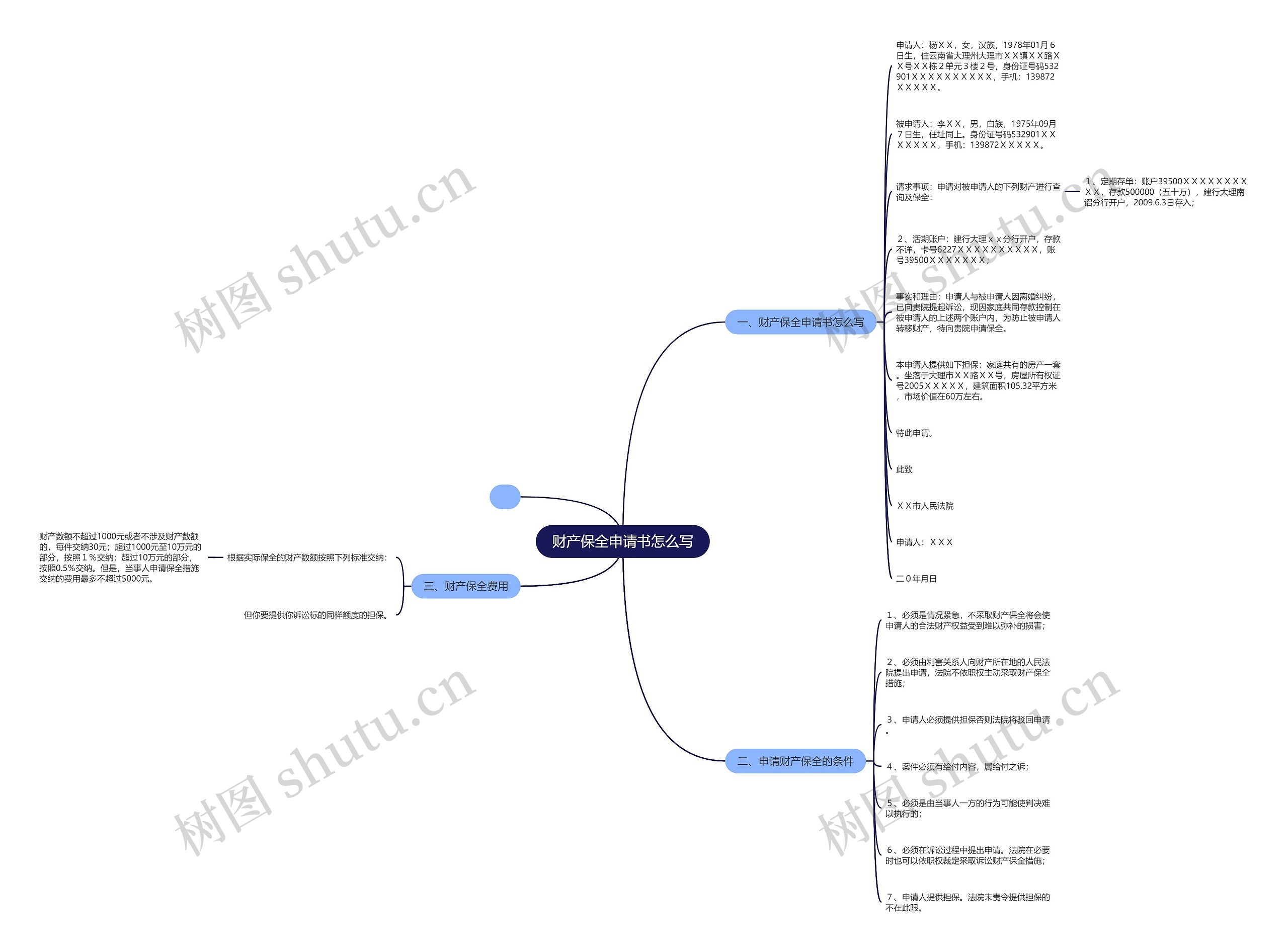 财产保全申请书怎么写思维导图