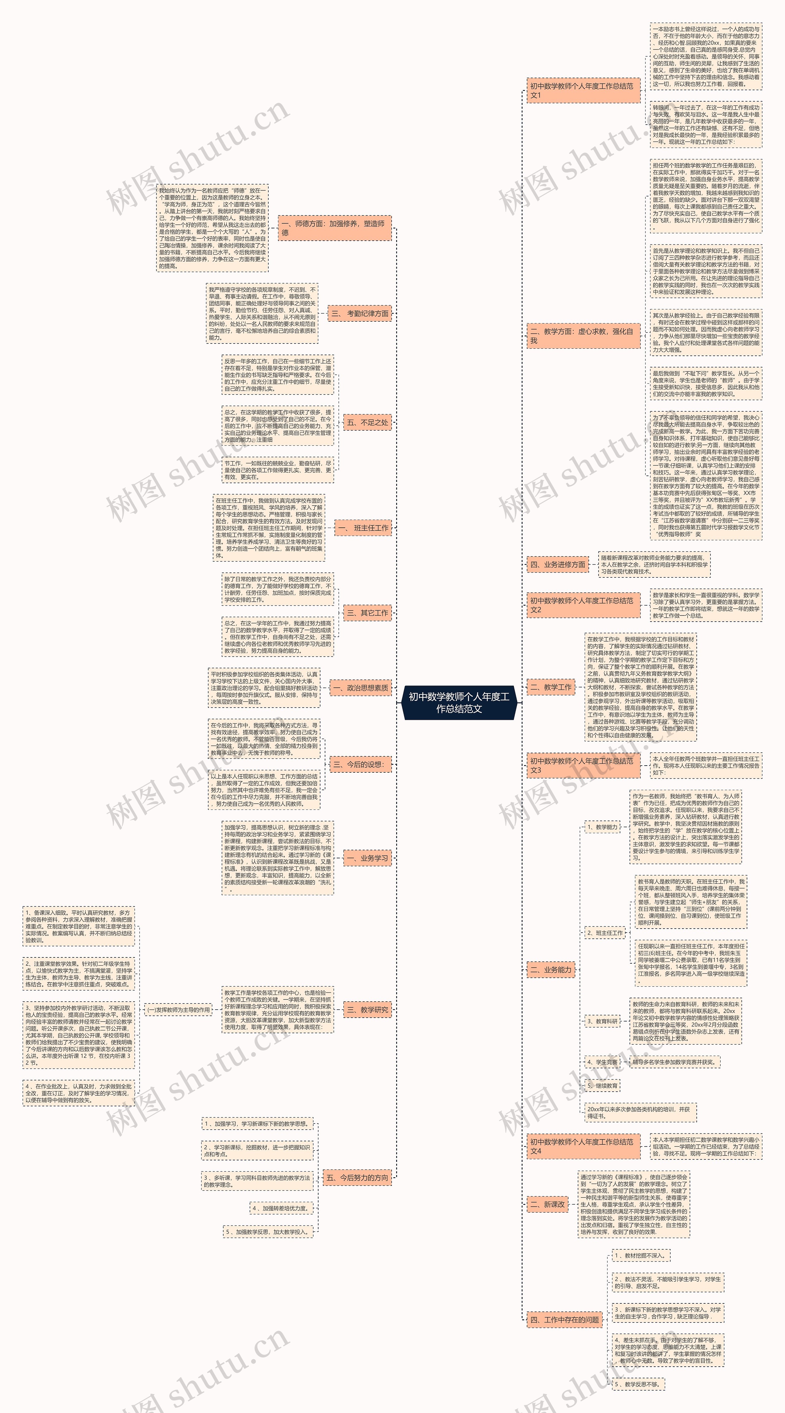初中数学教师个人年度工作总结范文思维导图