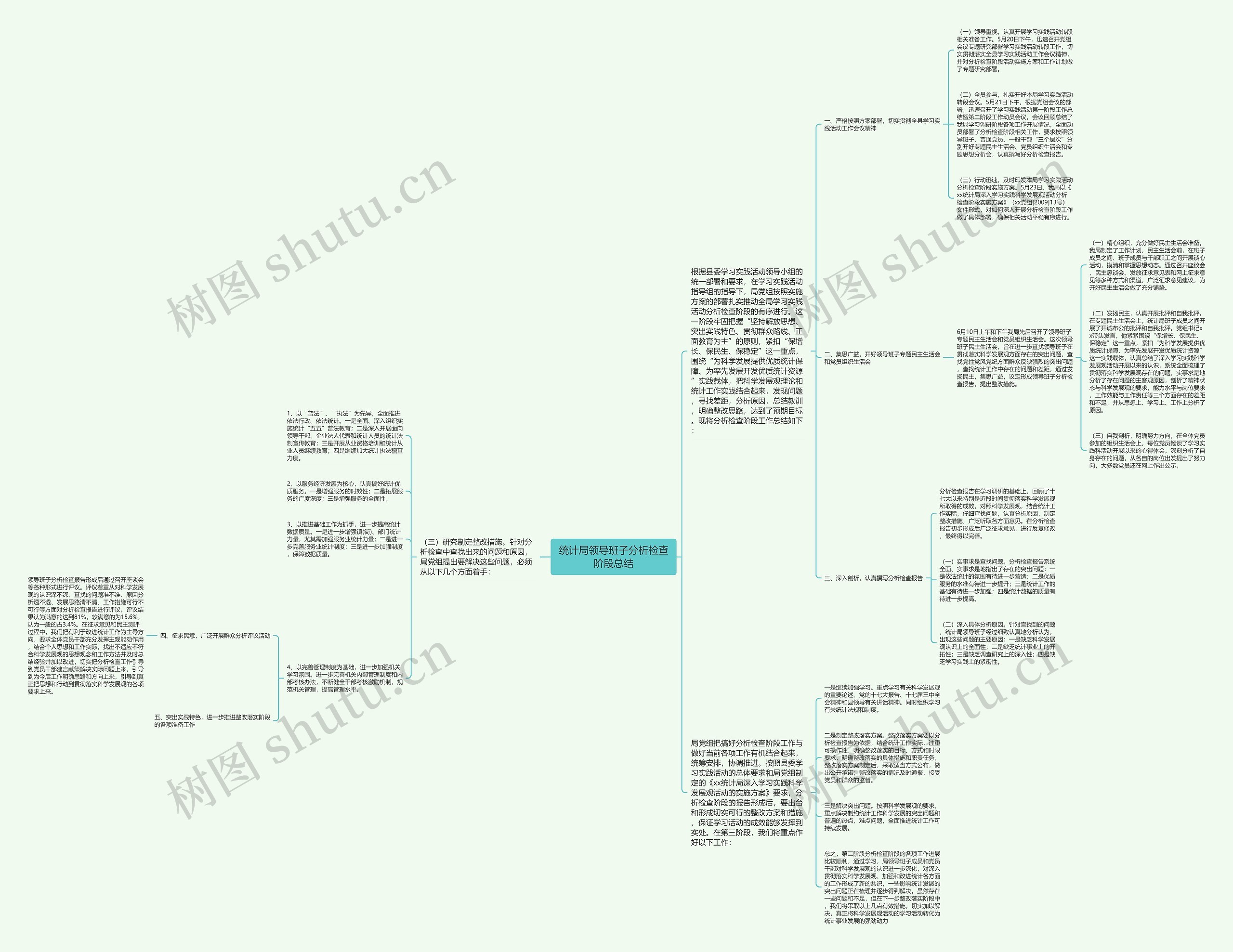 统计局领导班子分析检查阶段总结思维导图