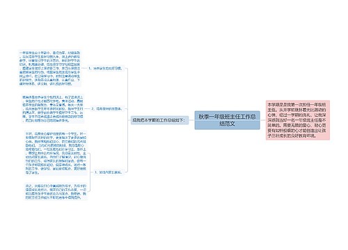 秋季一年级班主任工作总结范文