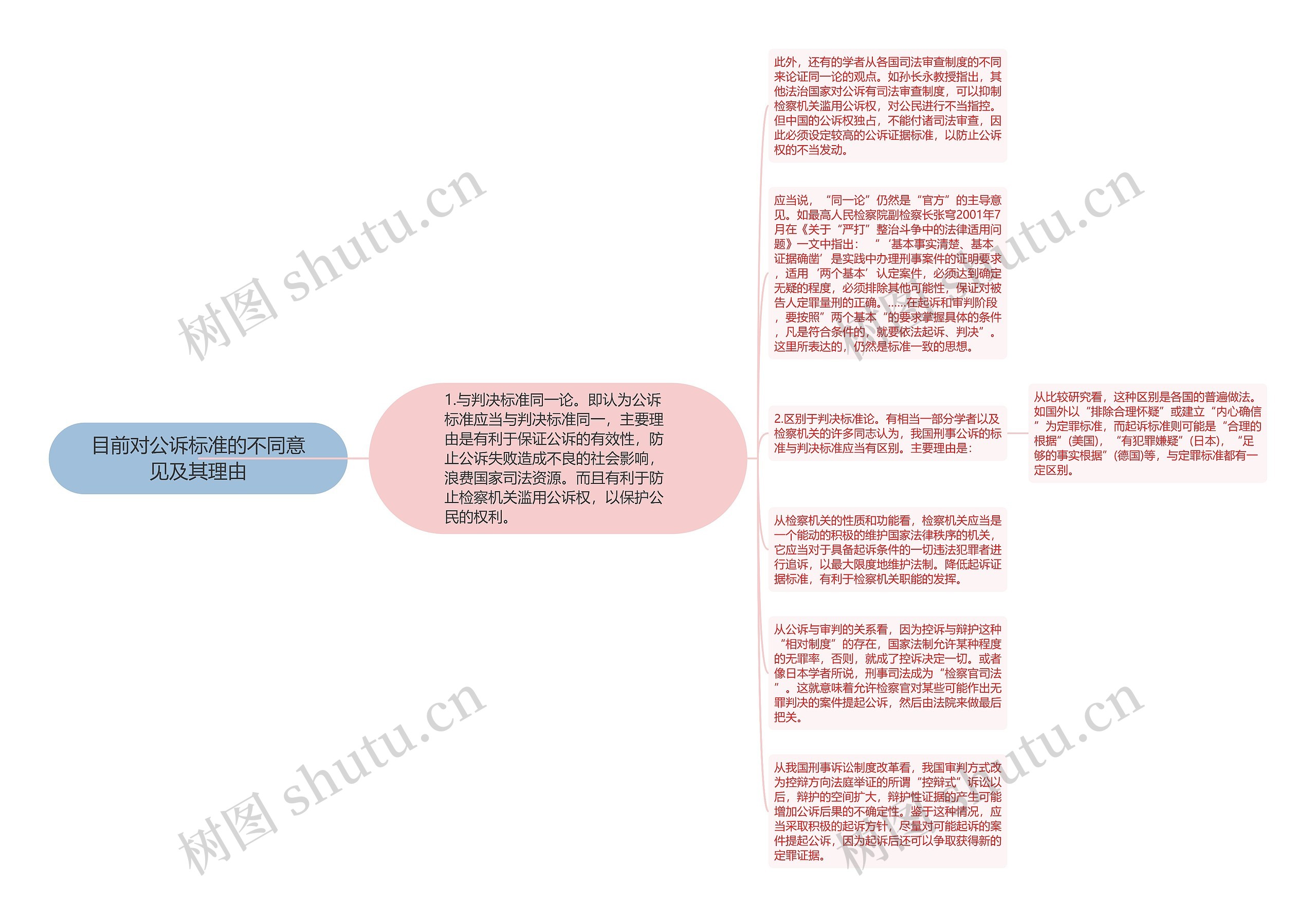 目前对公诉标准的不同意见及其理由思维导图