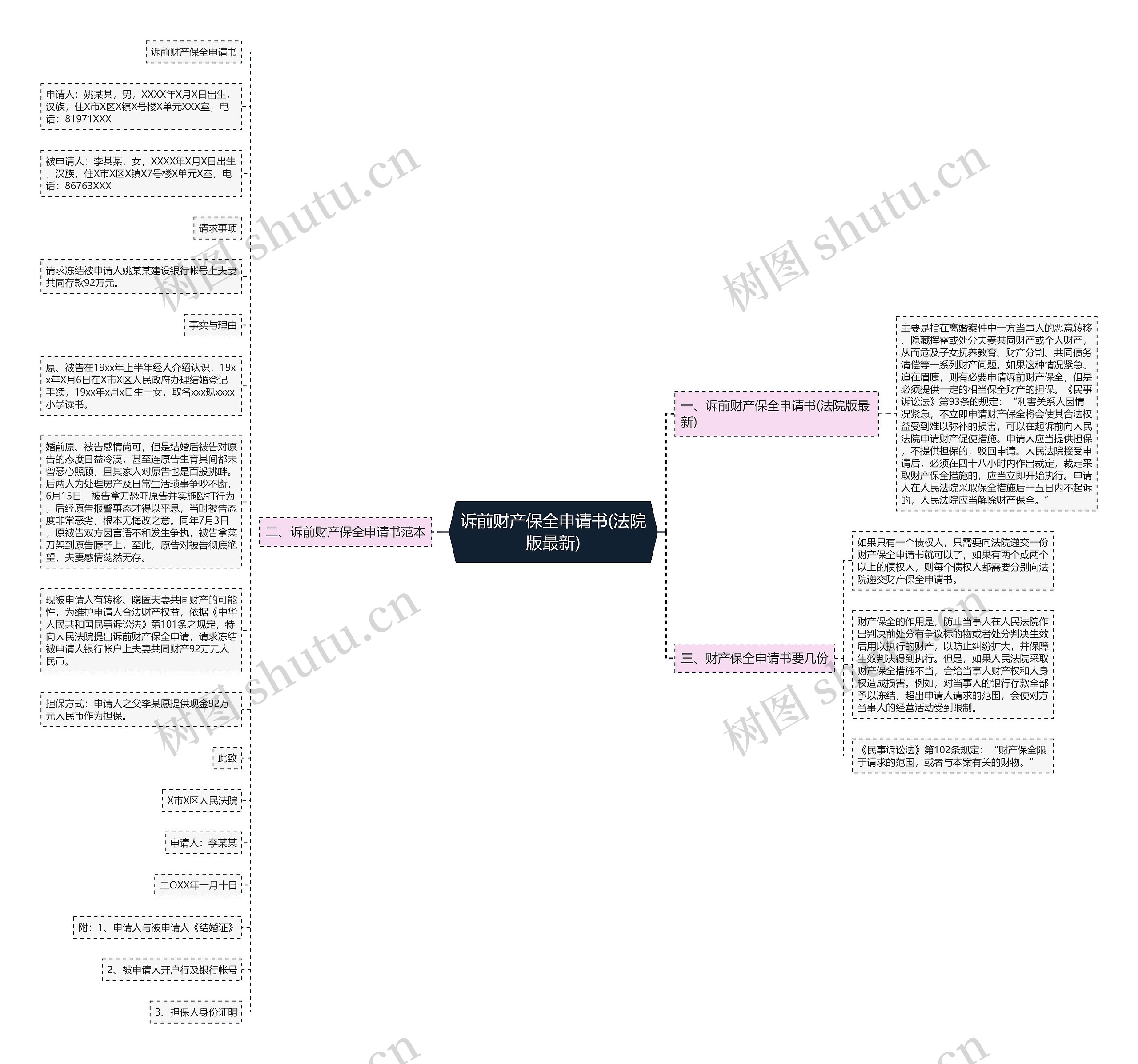 诉前财产保全申请书(法院版最新)思维导图