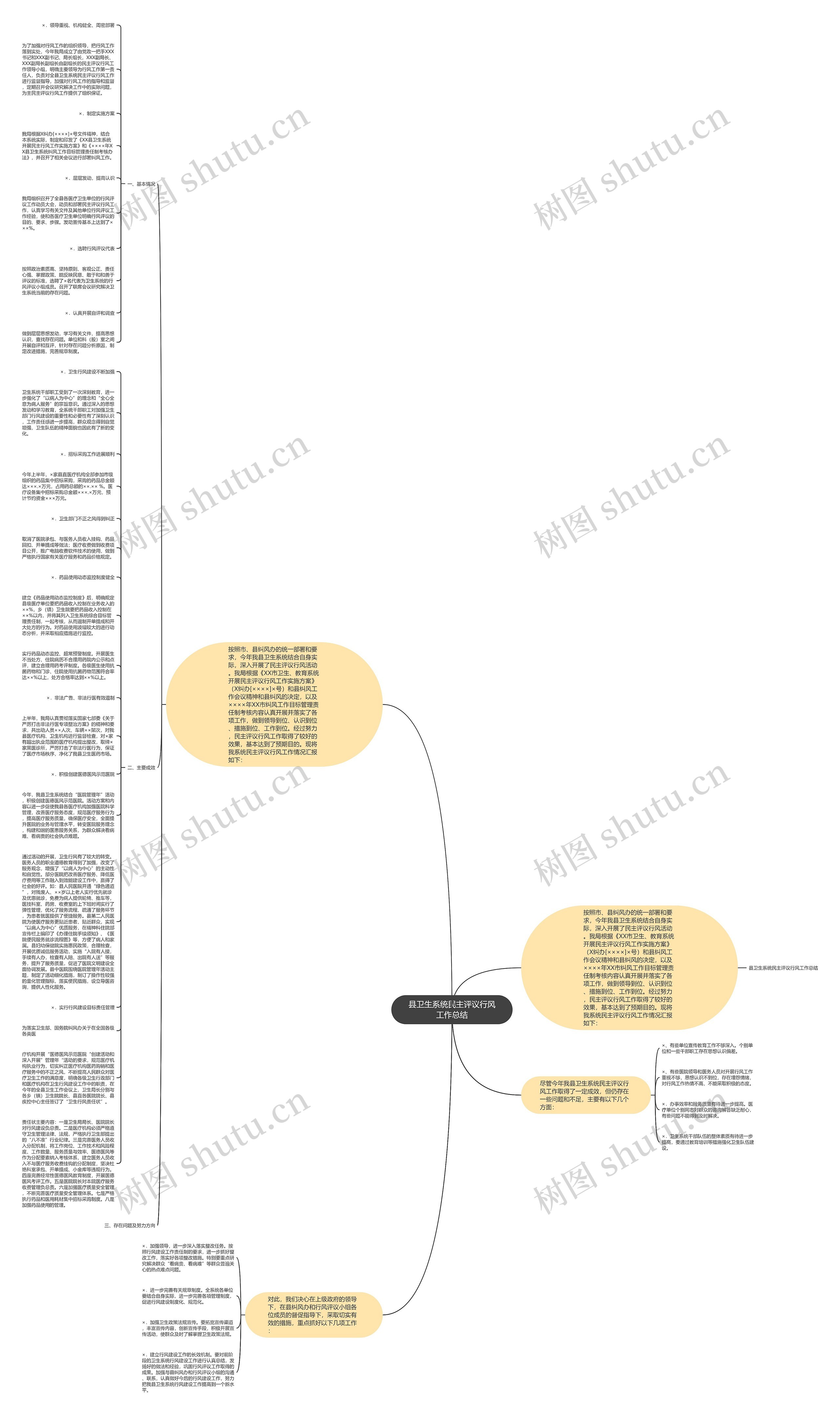 县卫生系统民主评议行风工作总结思维导图