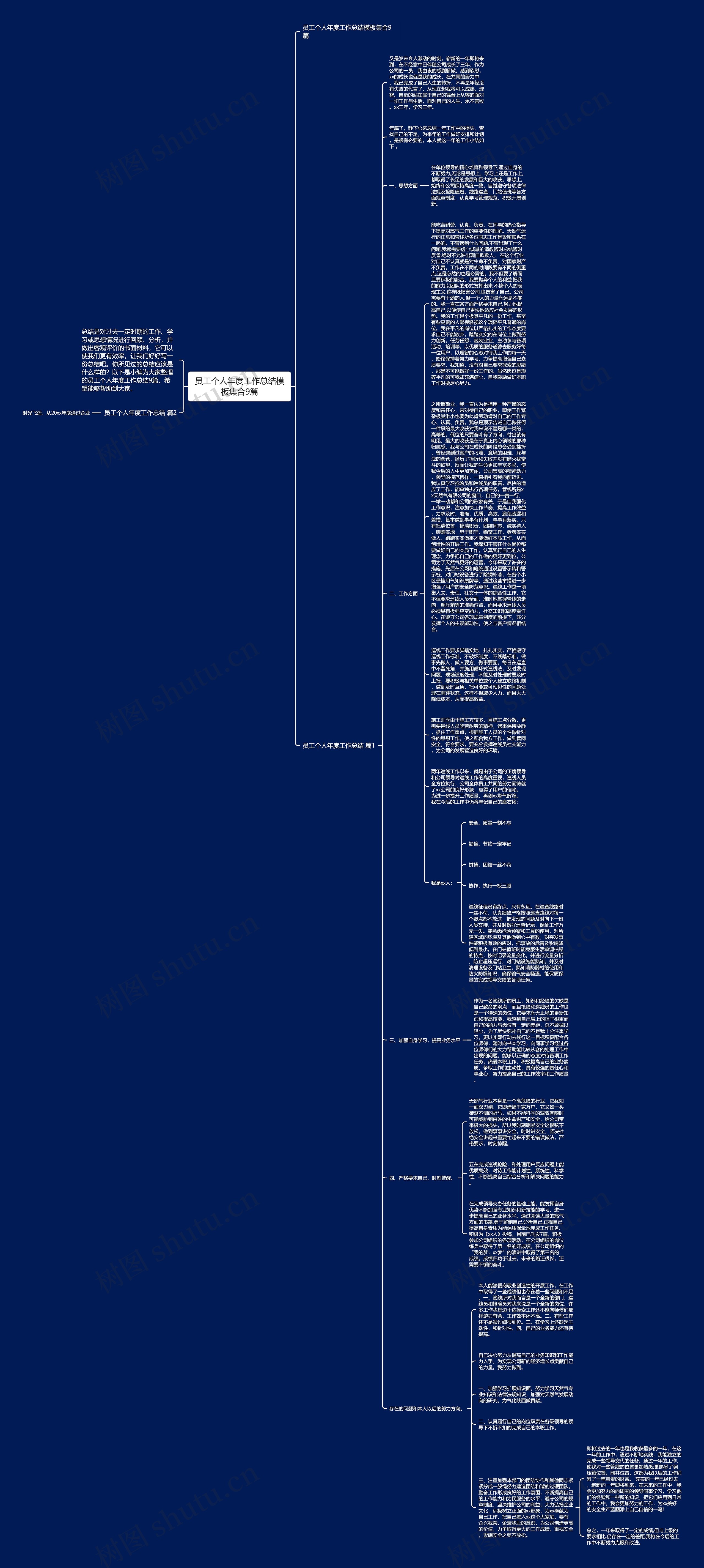 员工个人年度工作总结集合9篇思维导图