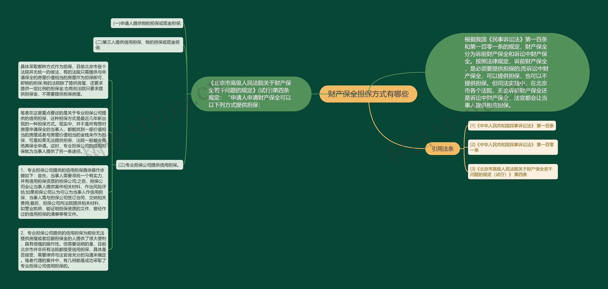 财产保全担保方式有哪些思维导图