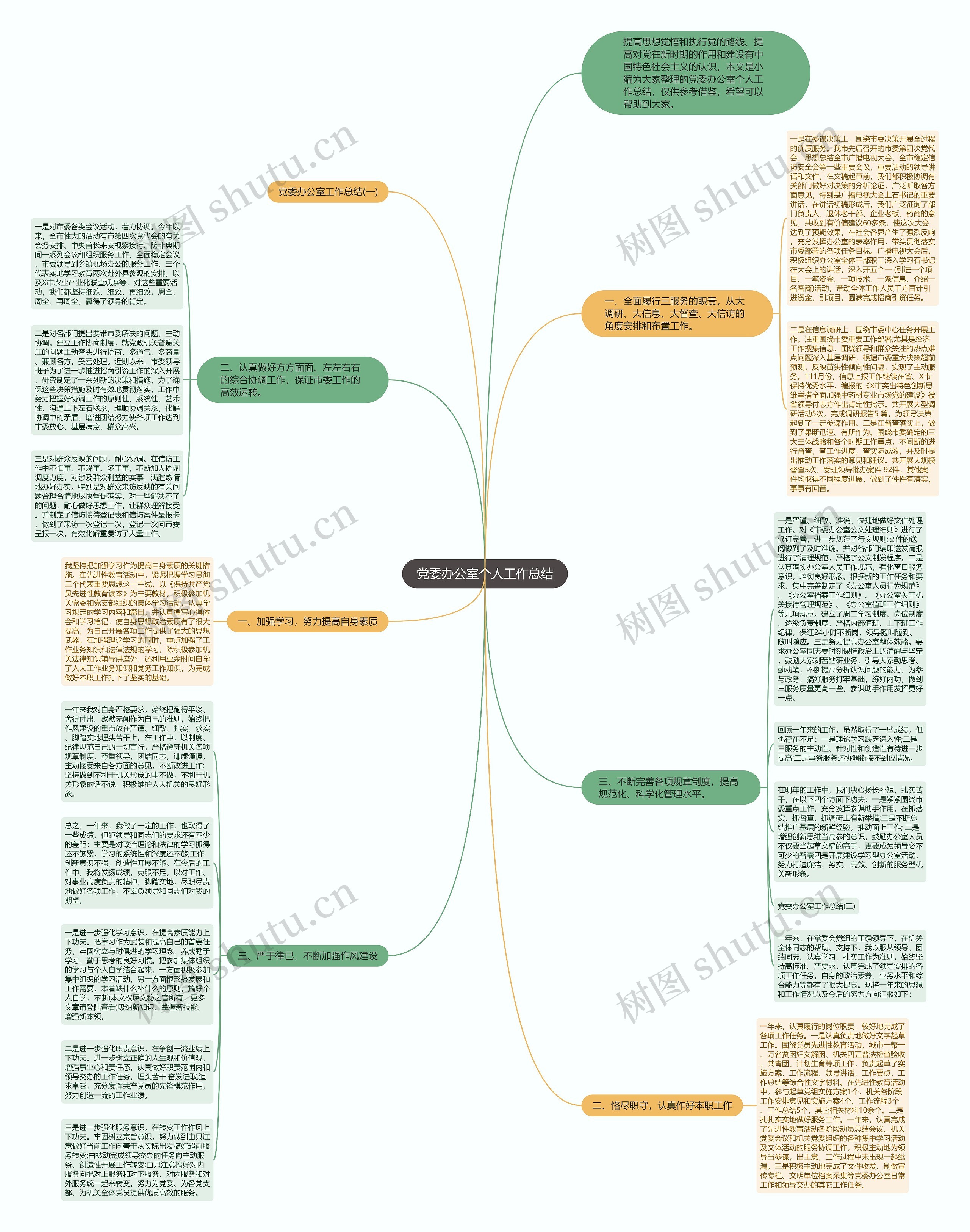 党委办公室个人工作总结思维导图