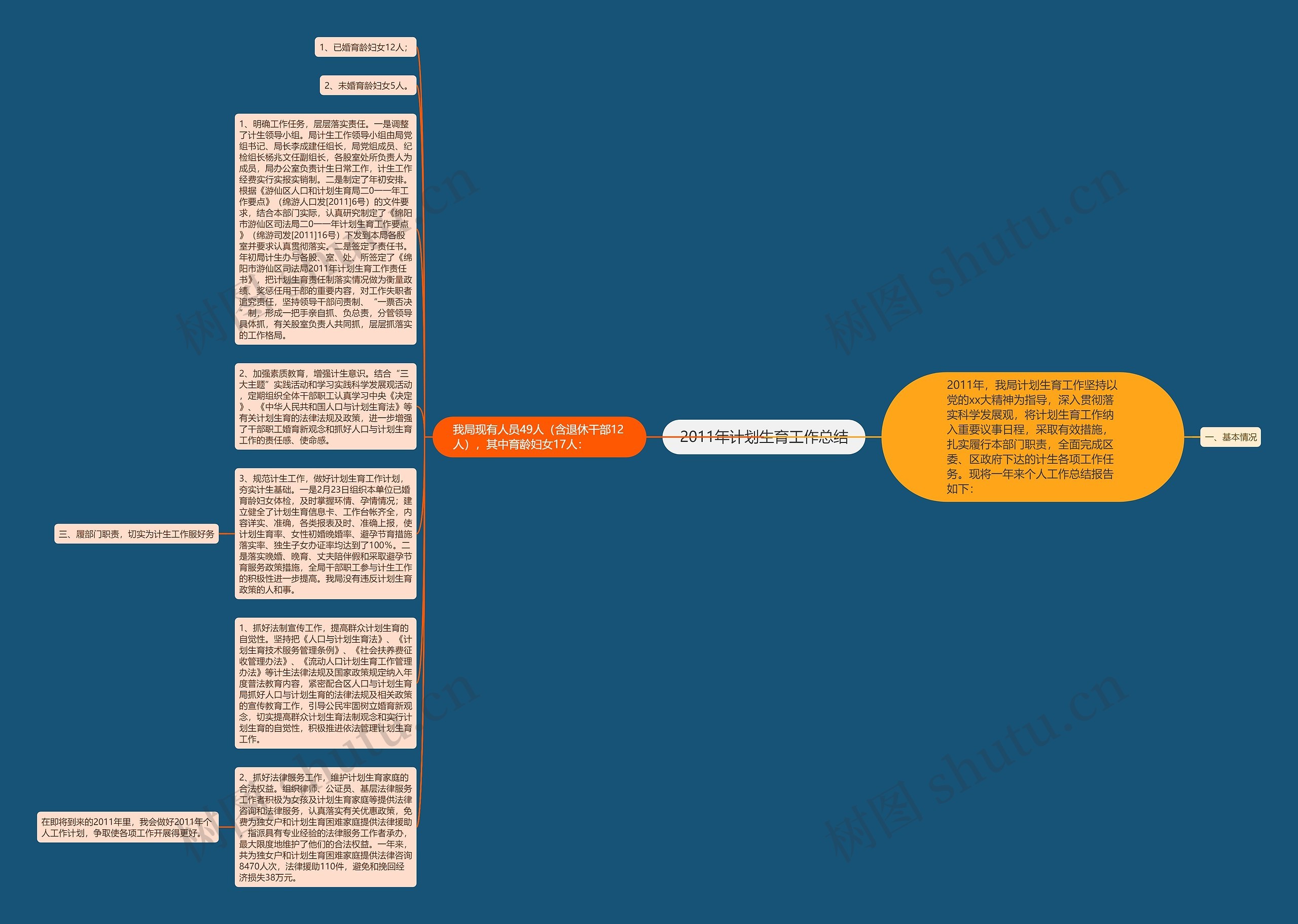 2011年计划生育工作总结思维导图