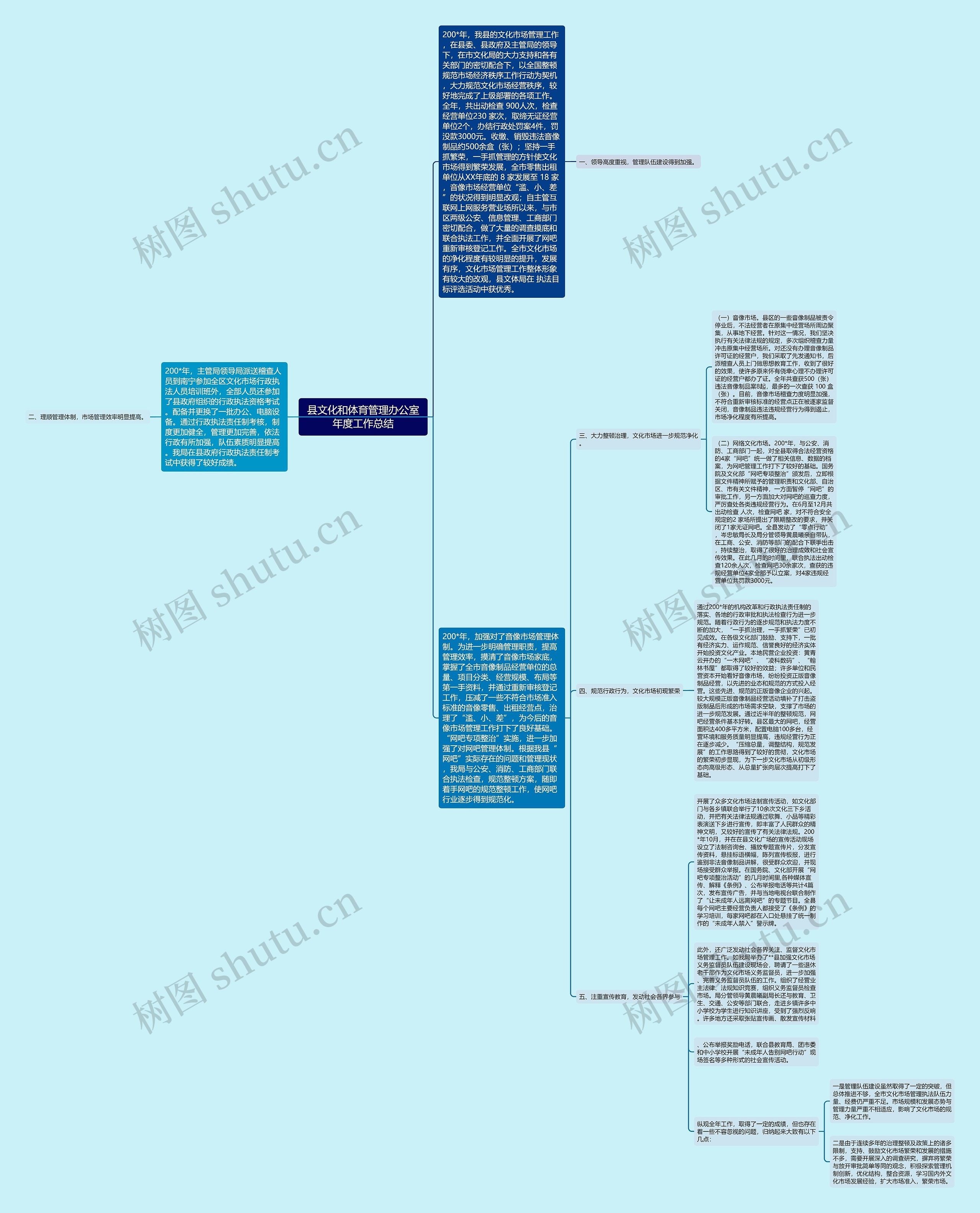 县文化和体育管理办公室年度工作总结思维导图