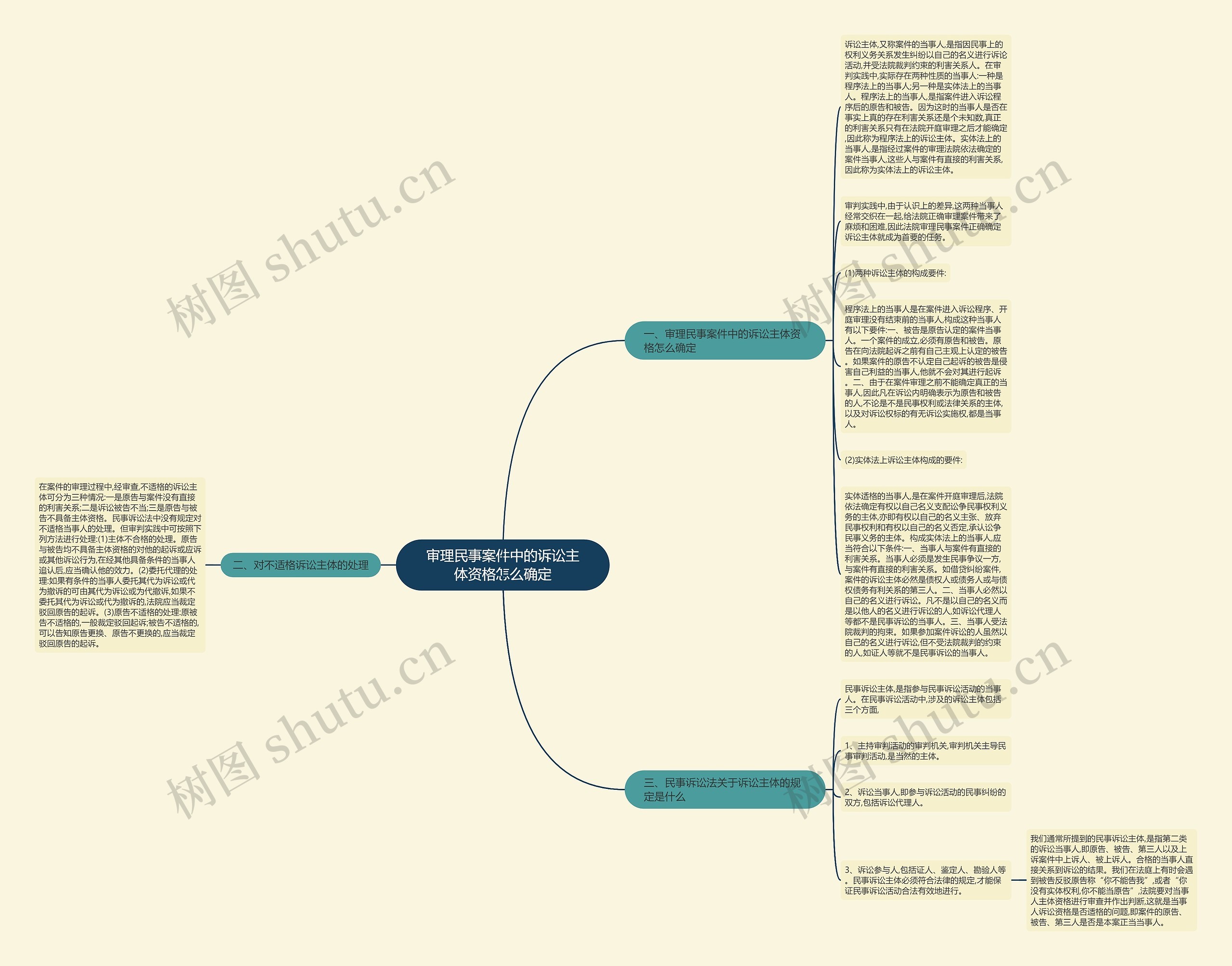 审理民事案件中的诉讼主体资格怎么确定思维导图
