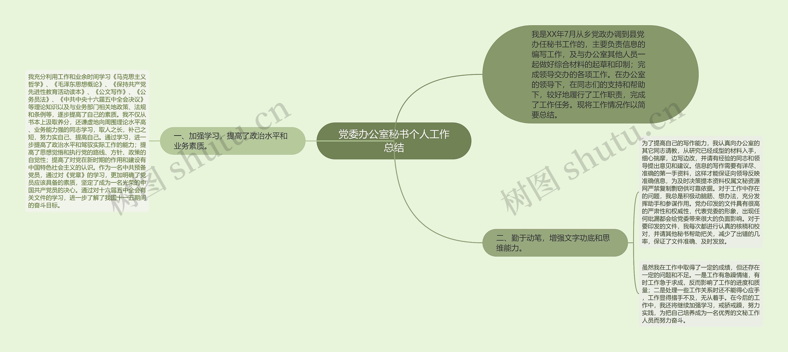 党委办公室秘书个人工作总结思维导图