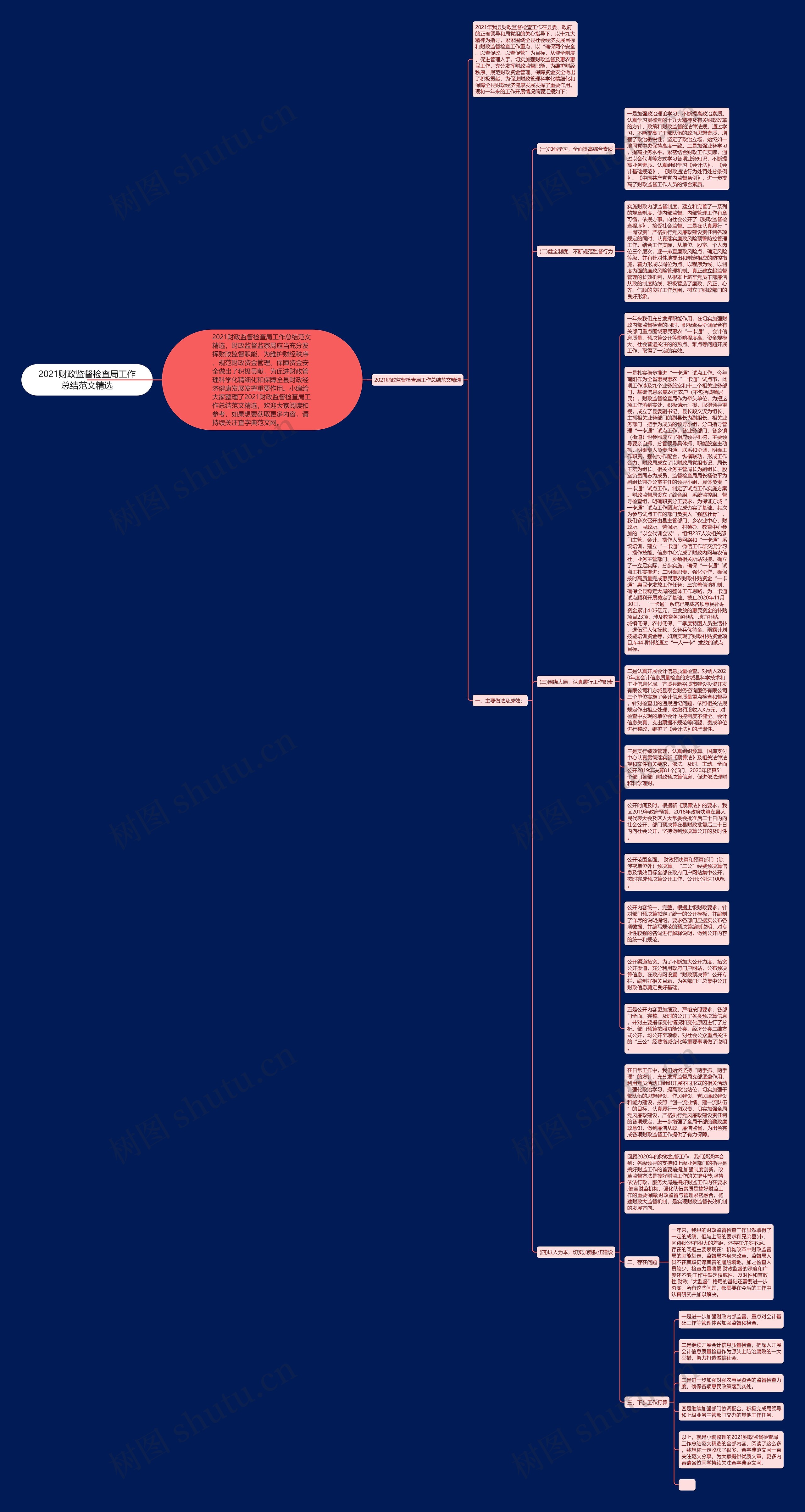 2021财政监督检查局工作总结范文精选思维导图
