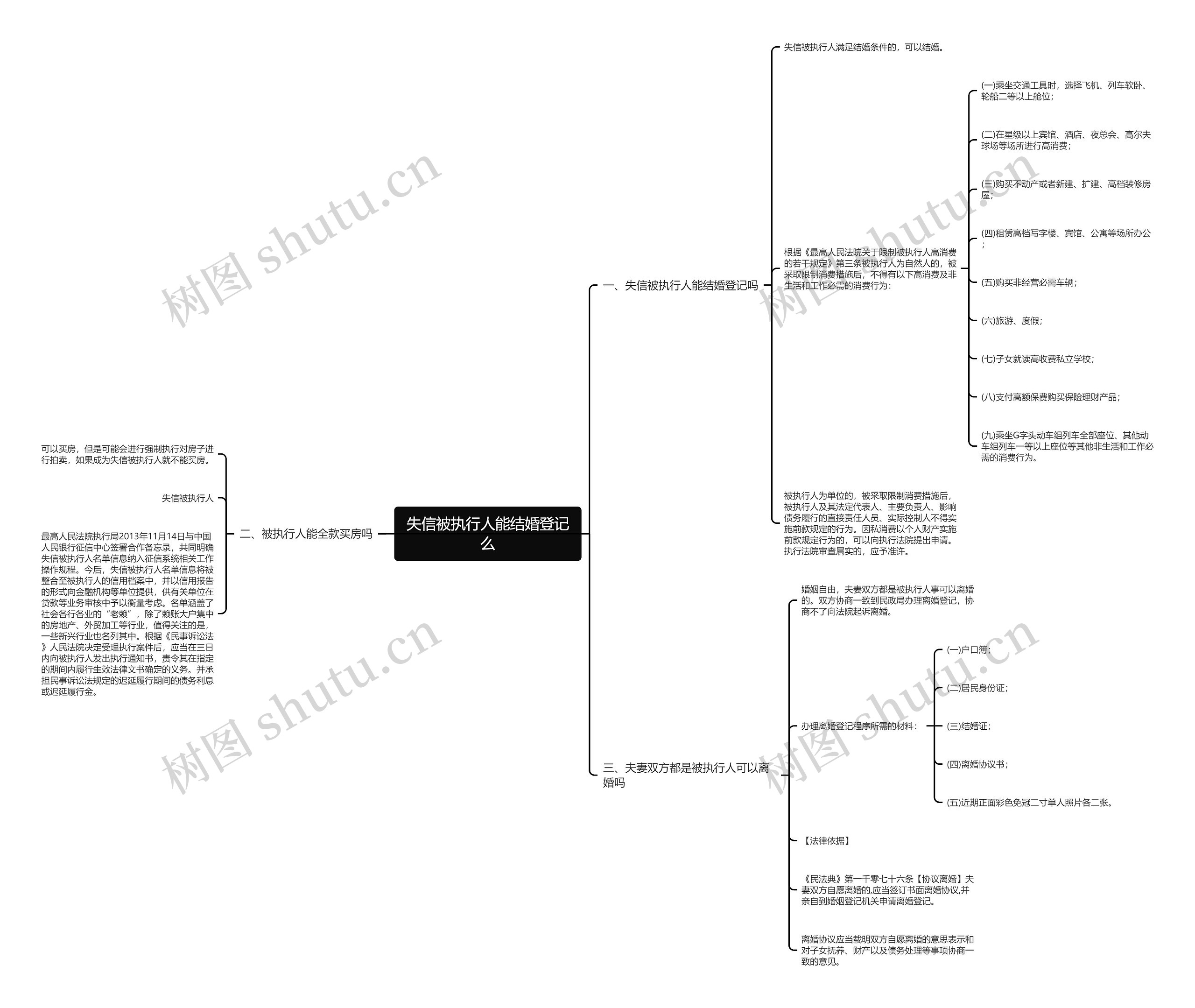 失信被执行人能结婚登记么思维导图