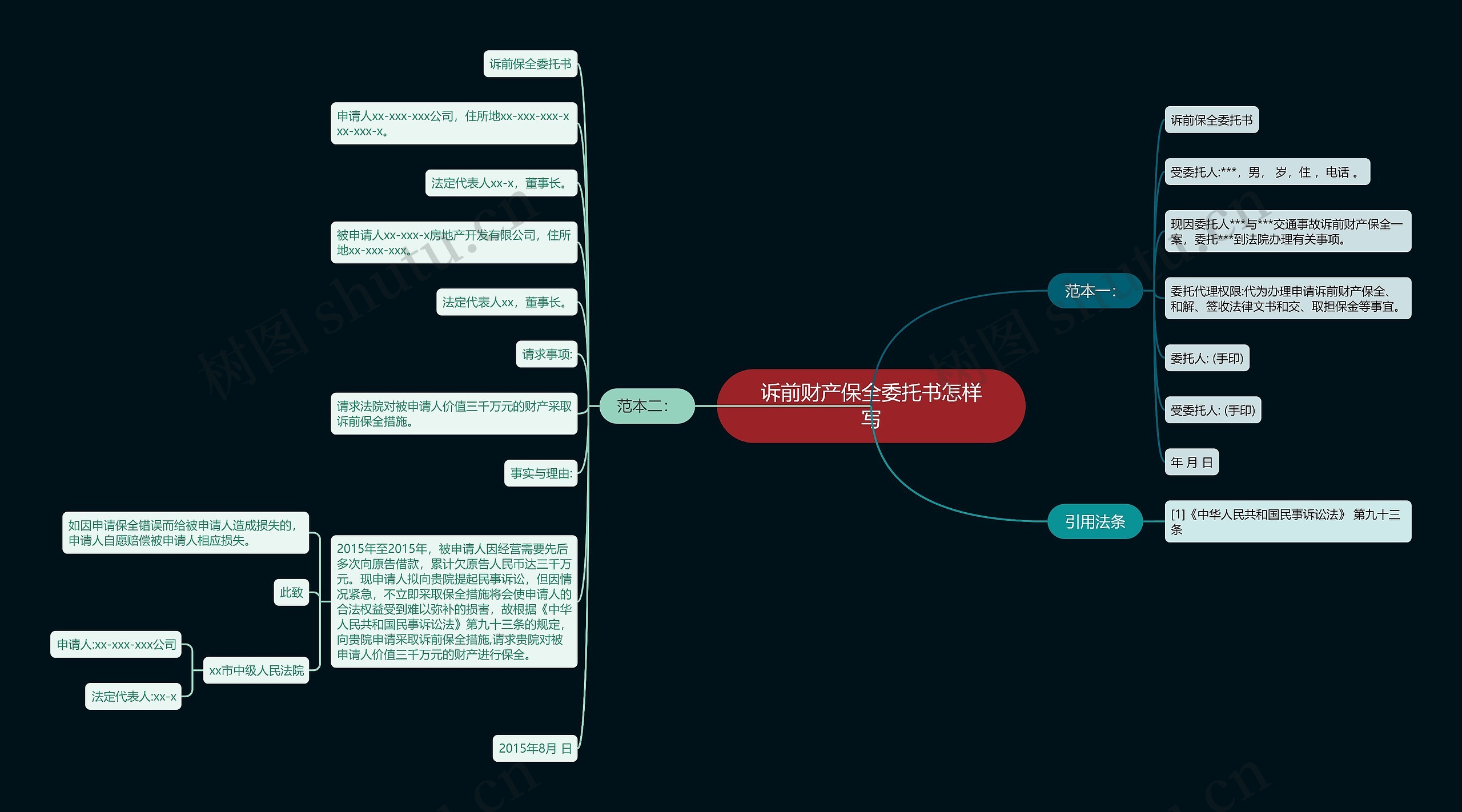 诉前财产保全委托书怎样写思维导图