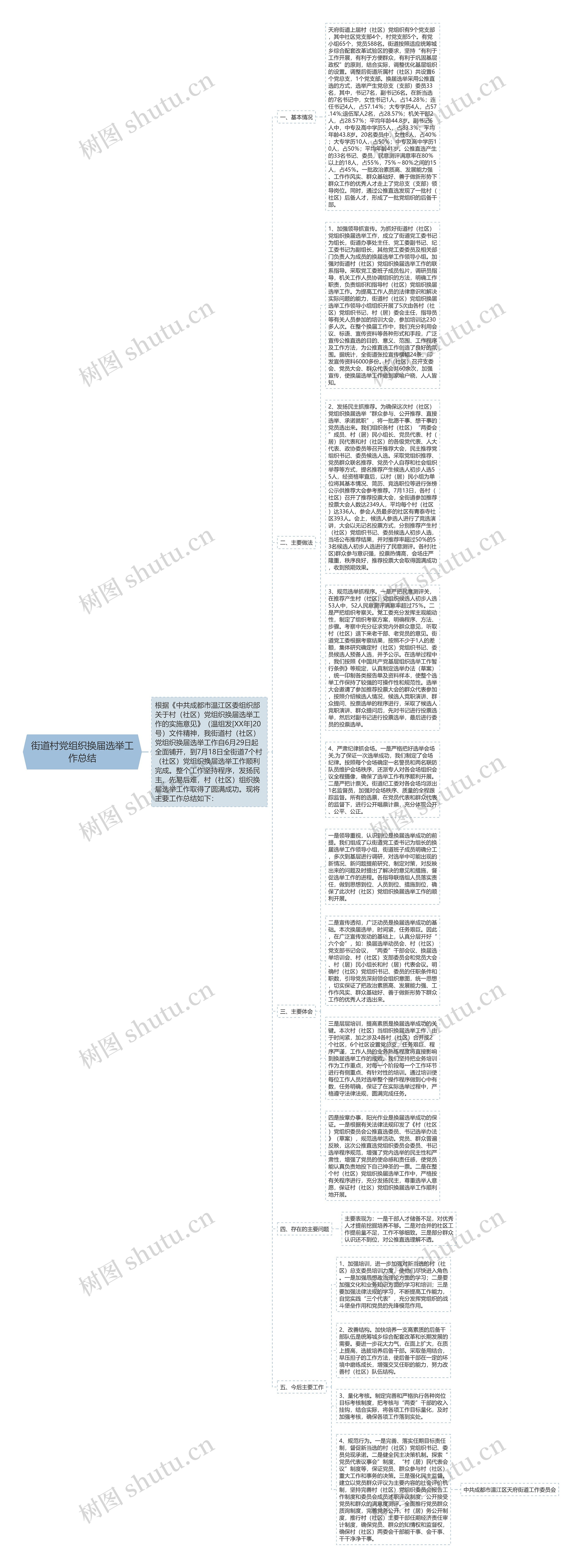 街道村党组织换届选举工作总结思维导图