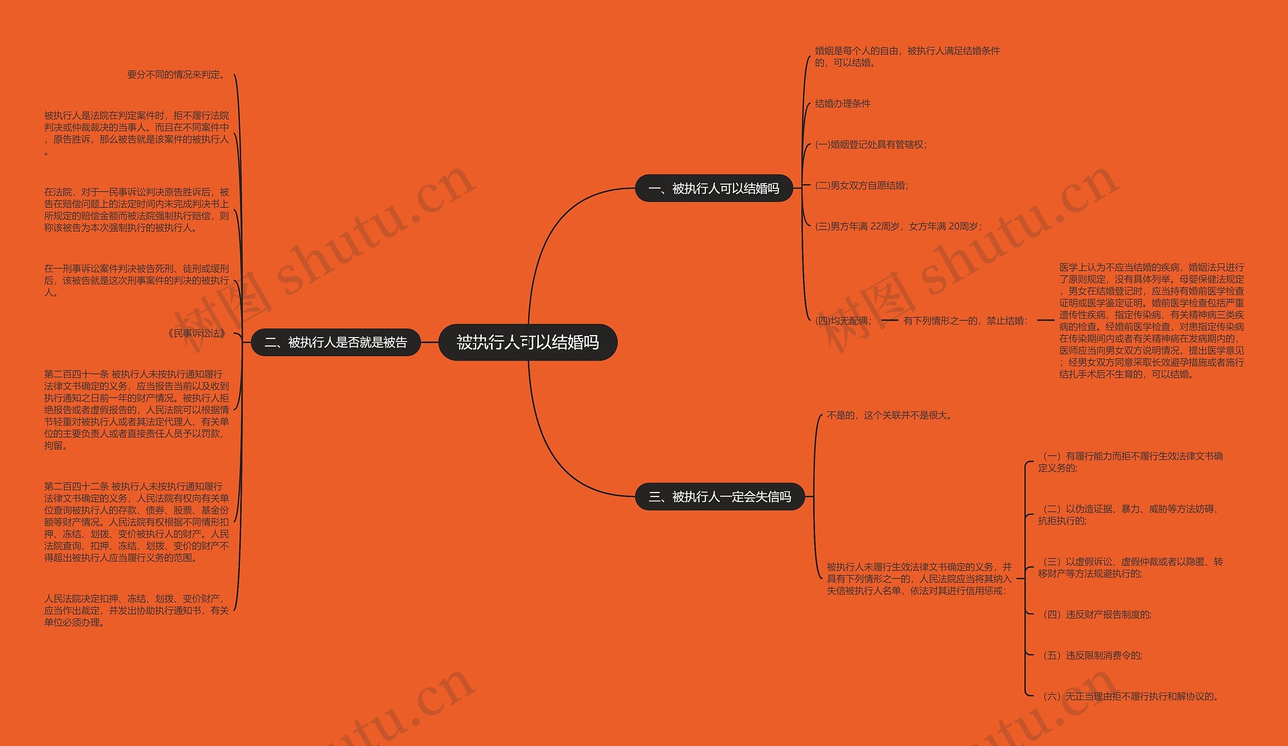 被执行人可以结婚吗思维导图