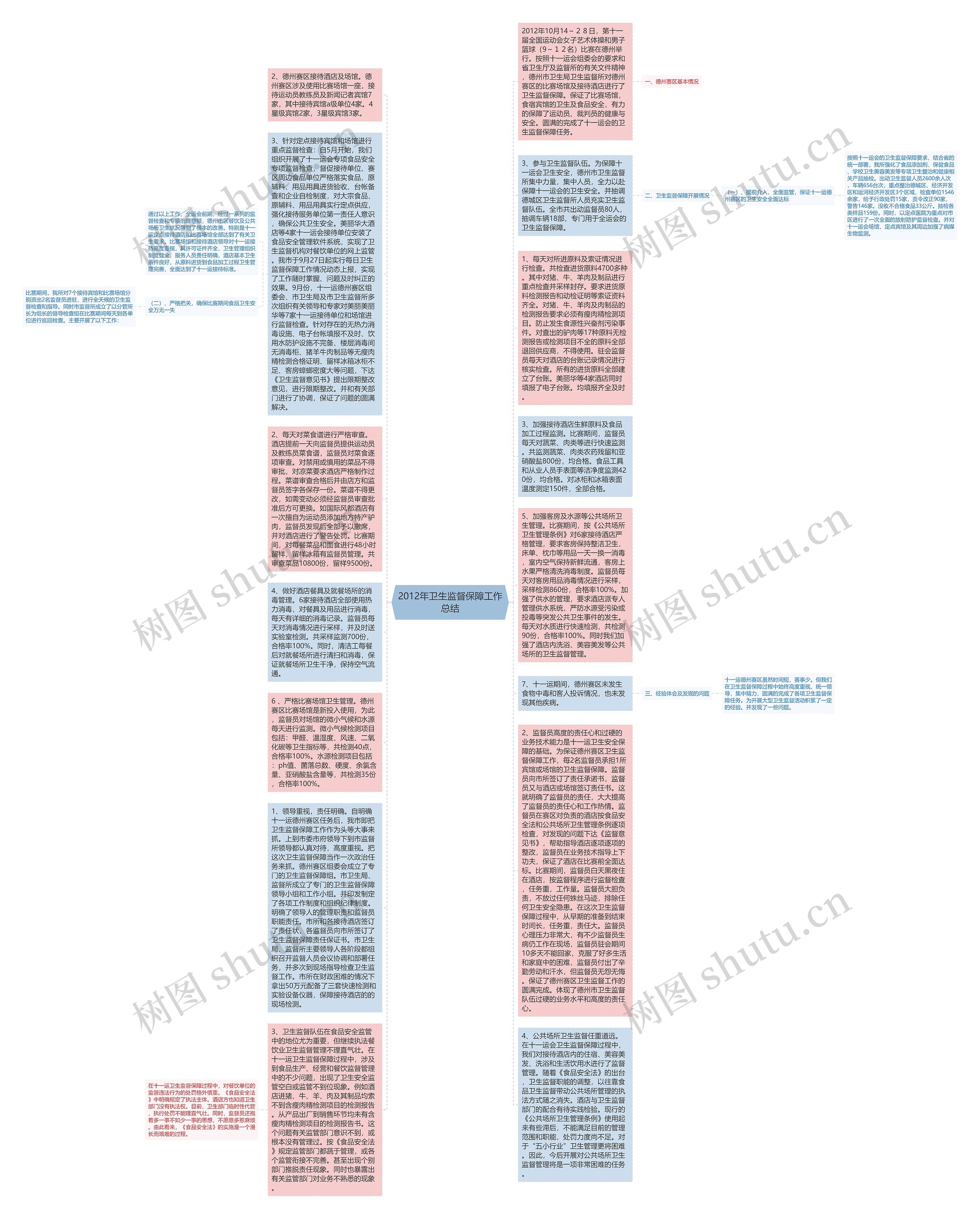 2012年卫生监督保障工作总结思维导图