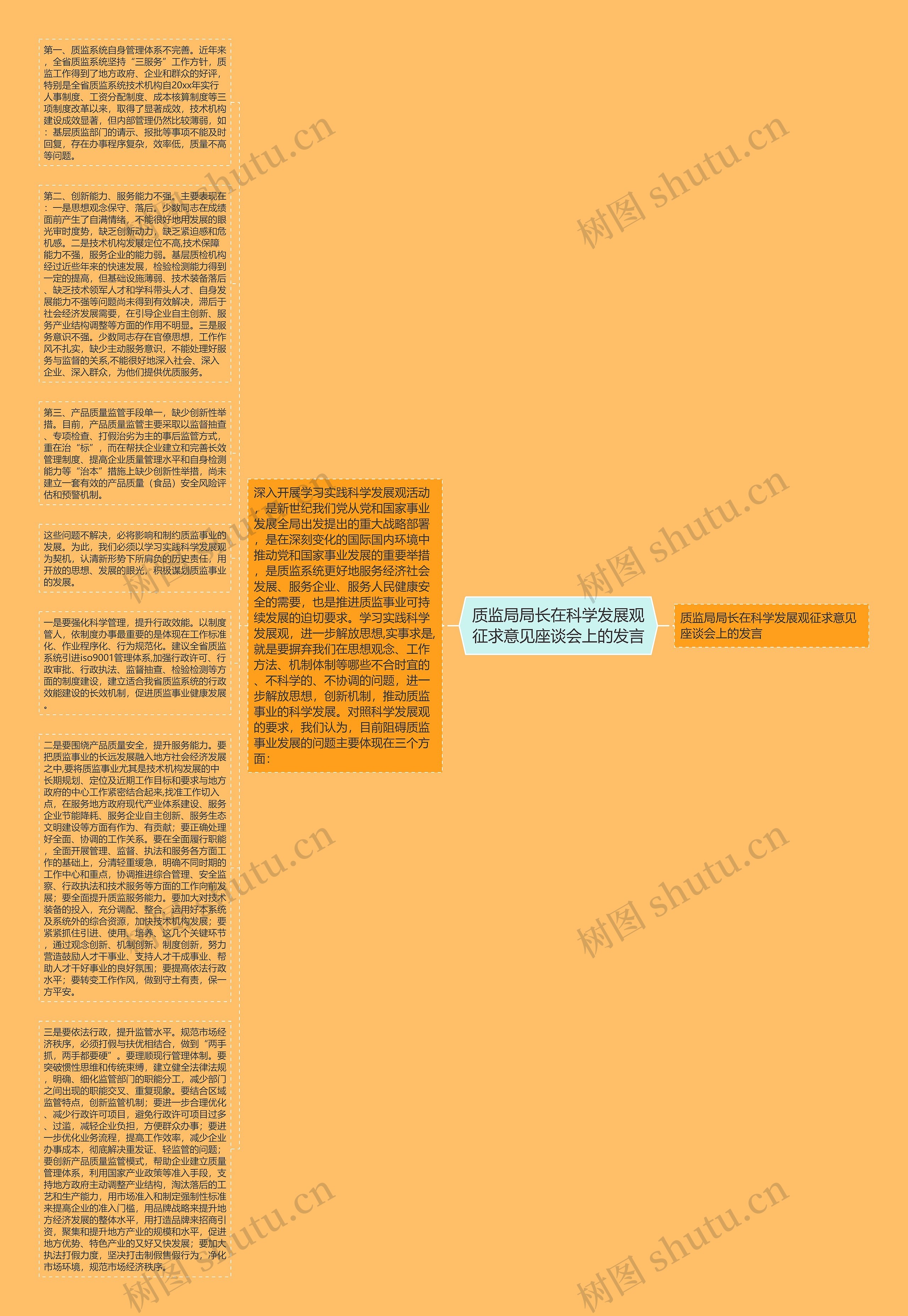 质监局局长在科学发展观征求意见座谈会上的发言思维导图