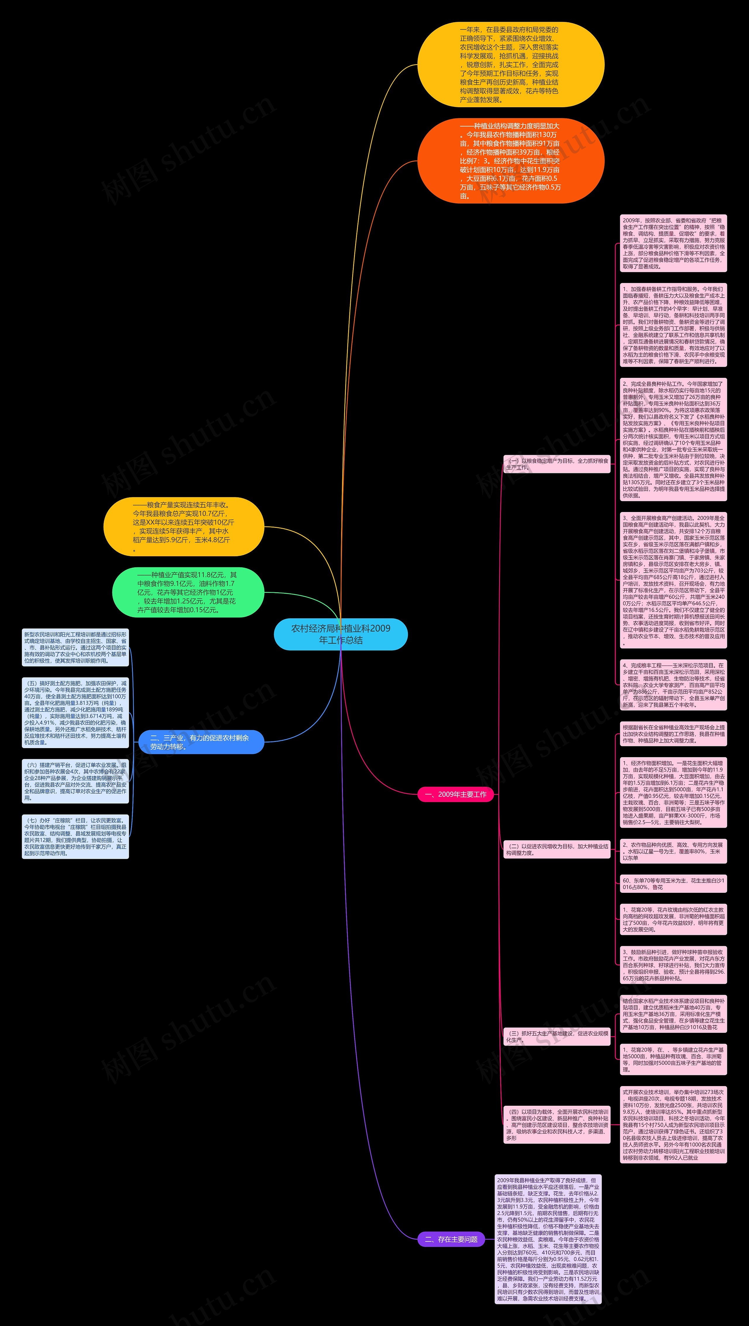 农村经济局种植业科2009年工作总结思维导图