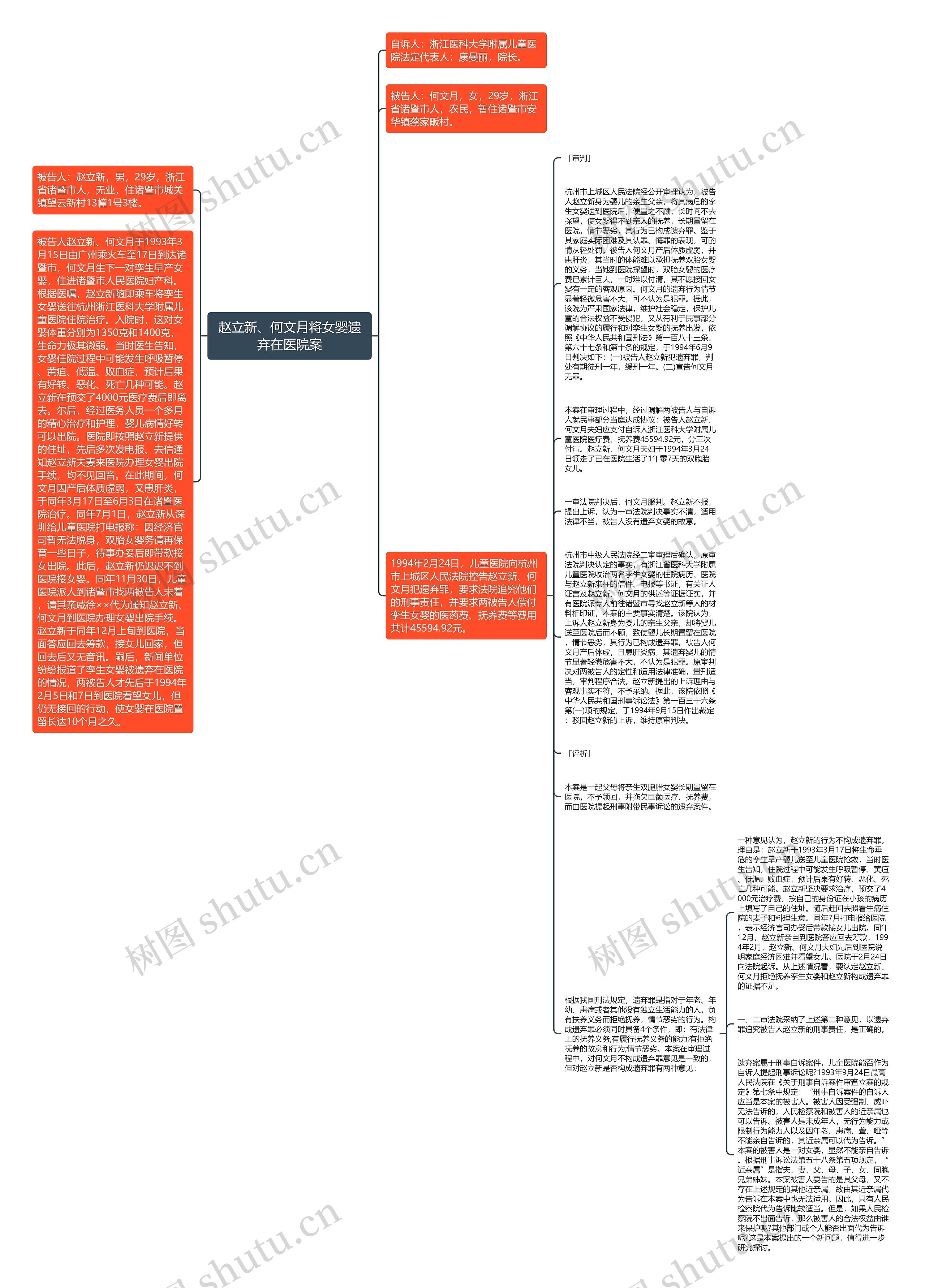 赵立新、何文月将女婴遗弃在医院案思维导图