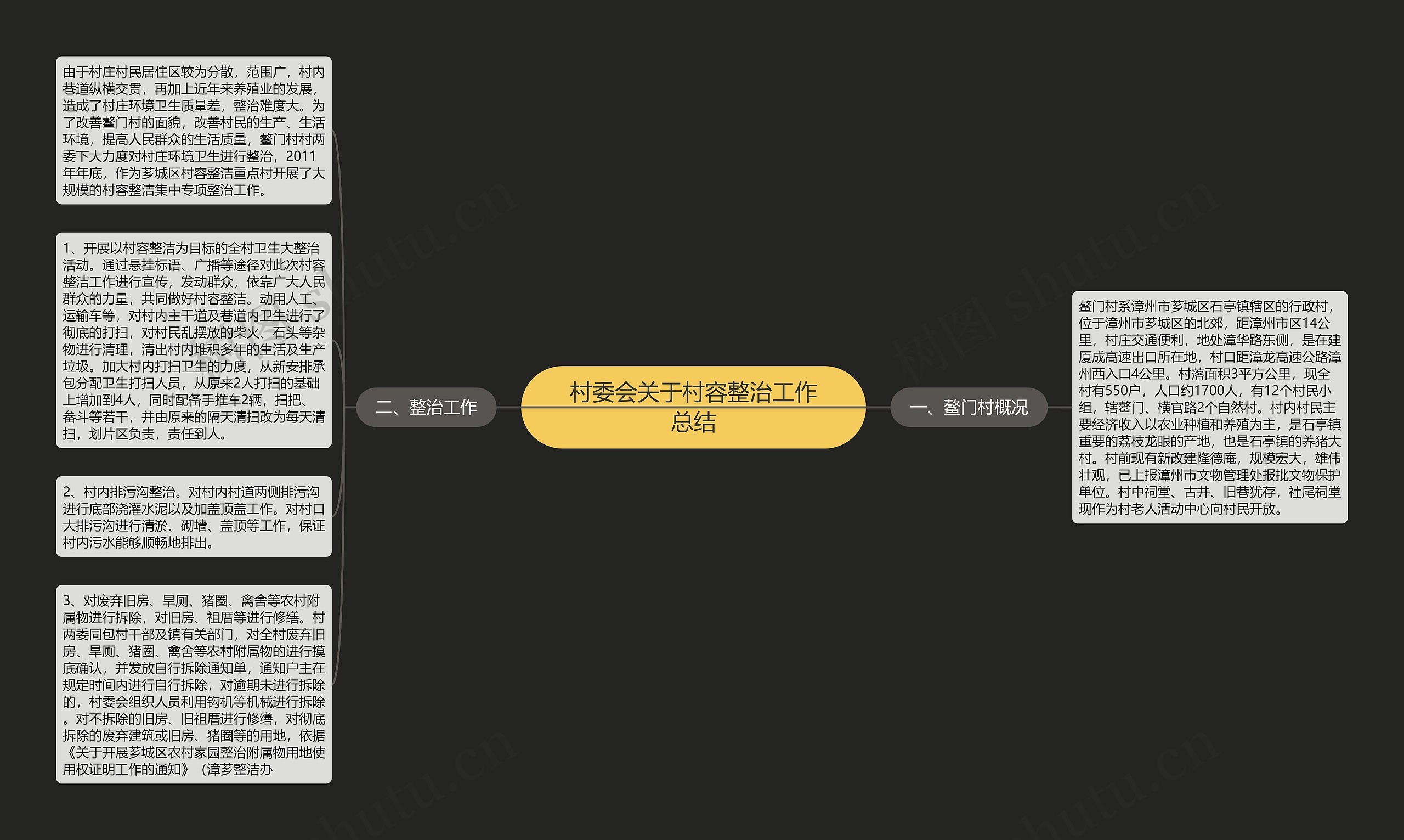 村委会关于村容整治工作总结思维导图