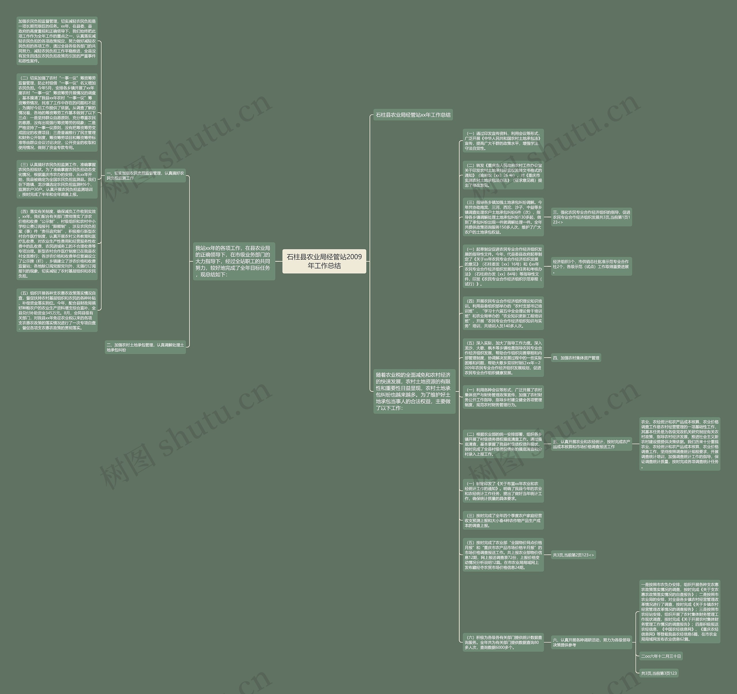 石柱县农业局经管站2009年工作总结思维导图