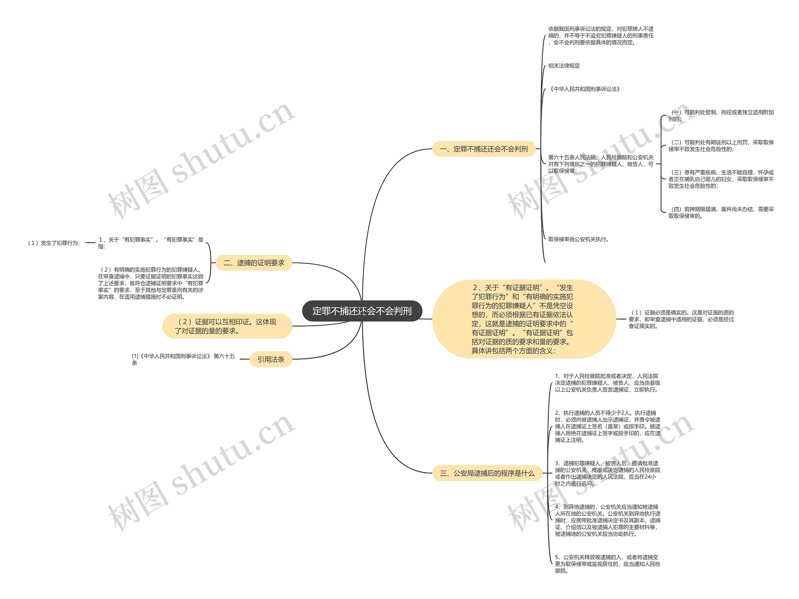 定罪不捕还还会不会判刑思维导图