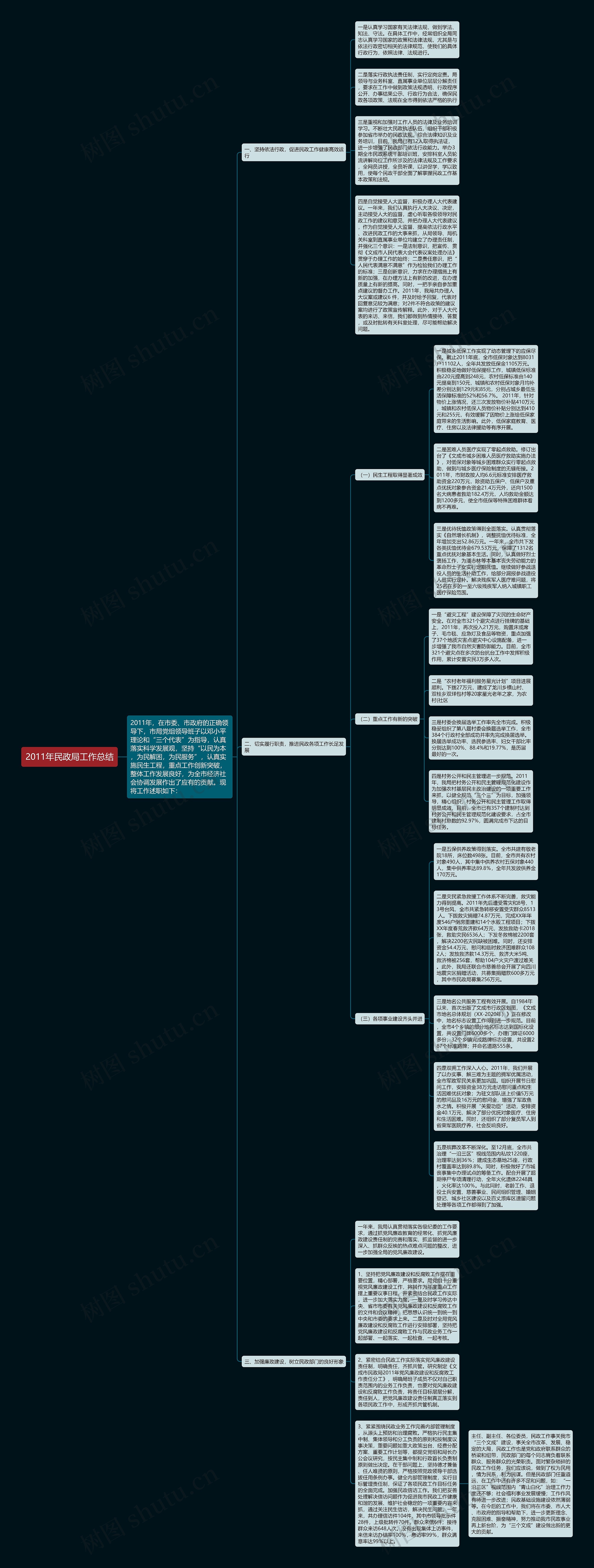 2011年民政局工作总结思维导图