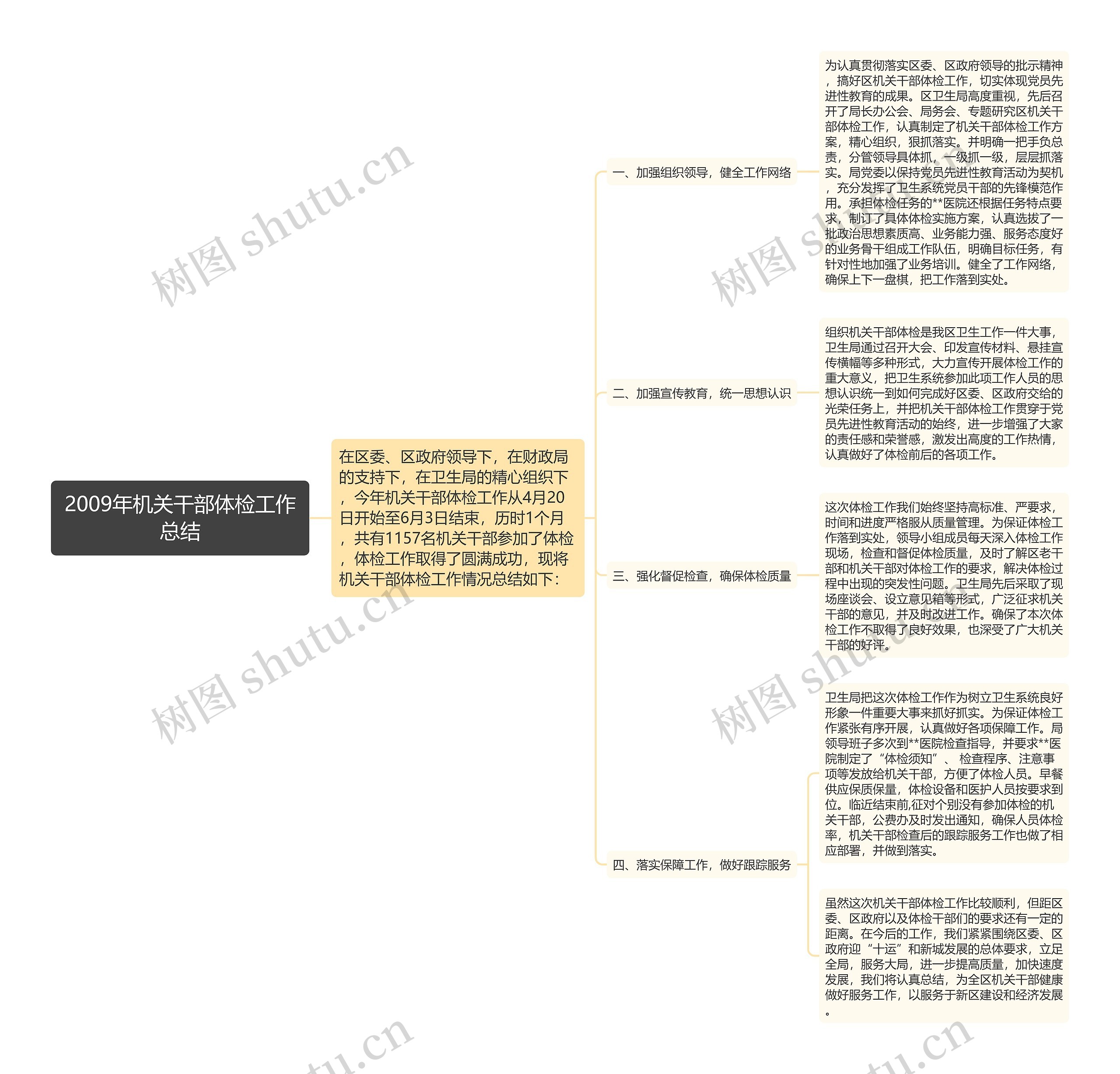 2009年机关干部体检工作总结思维导图