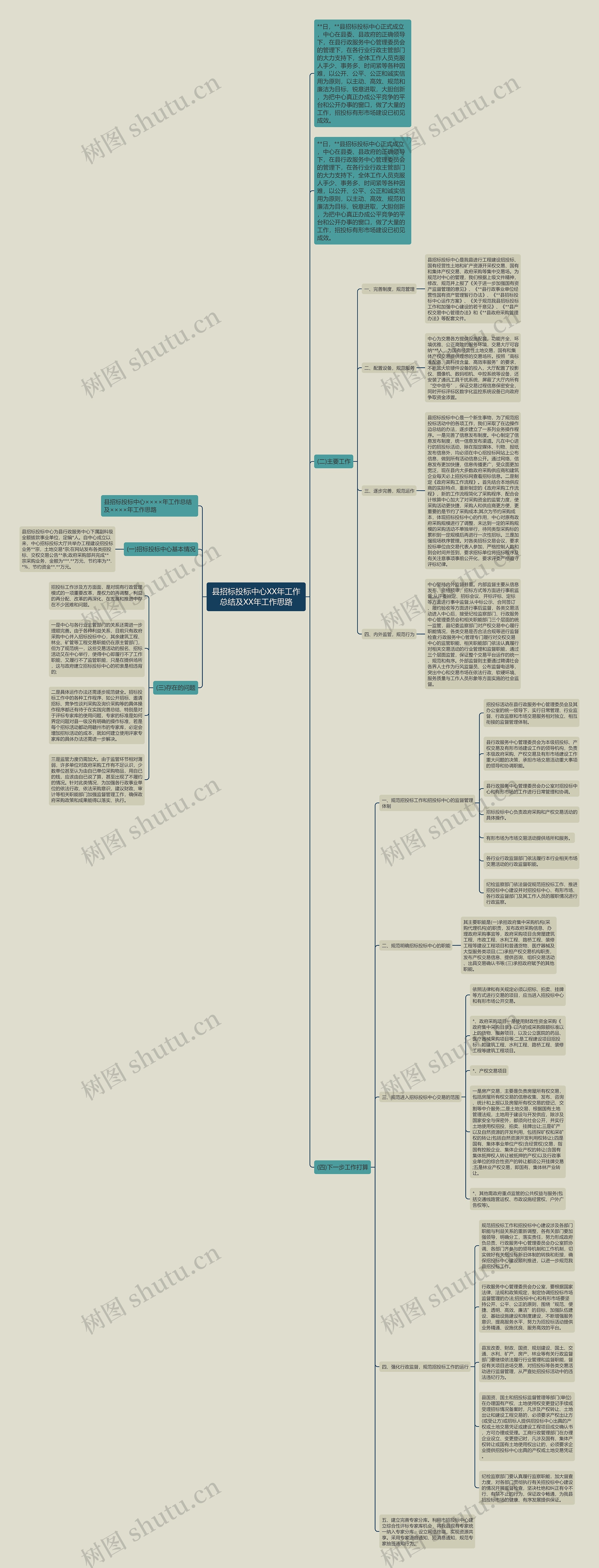 县招标投标中心XX年工作总结及XX年工作思路思维导图
