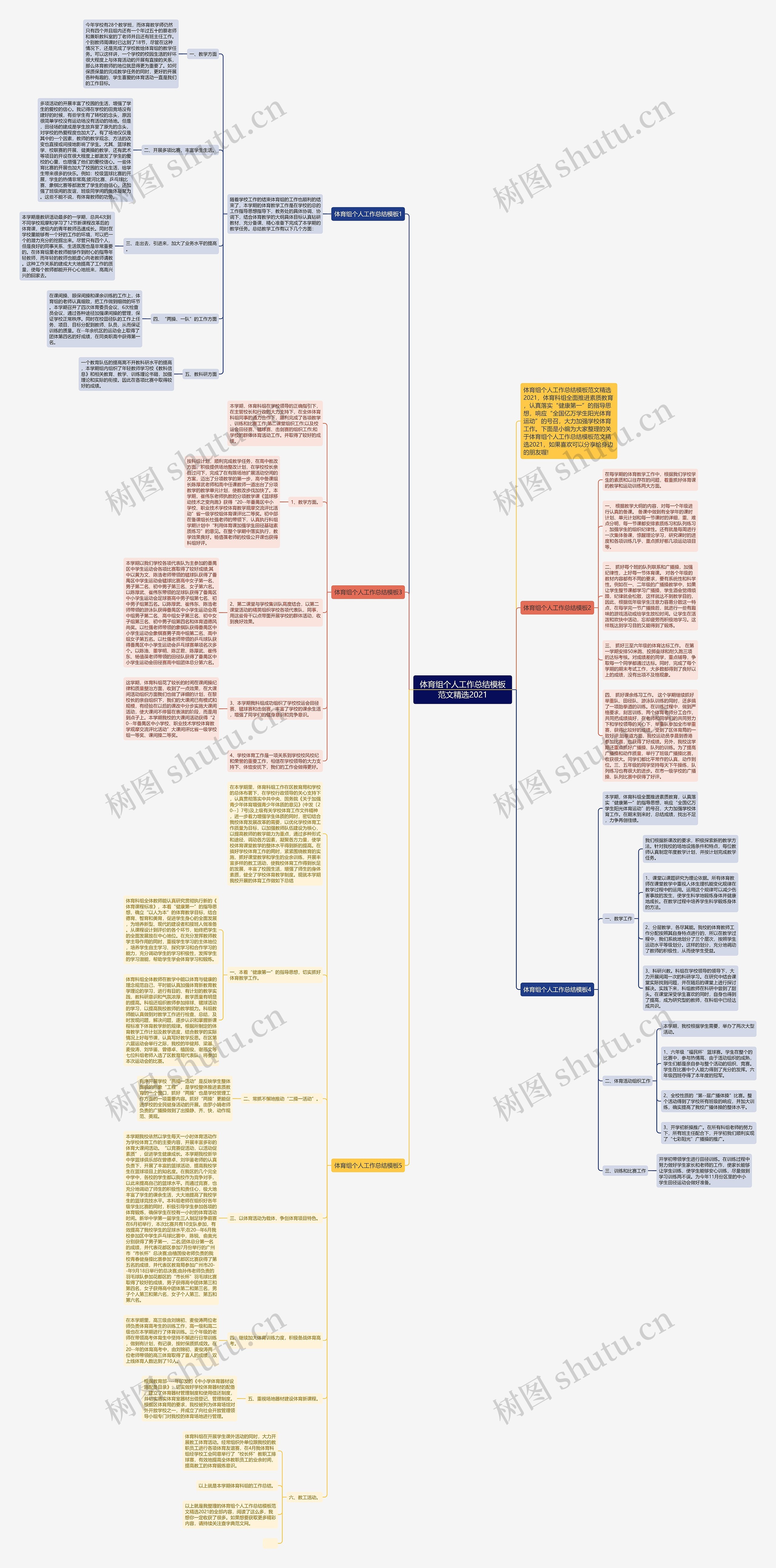 体育组个人工作总结范文精选2021思维导图