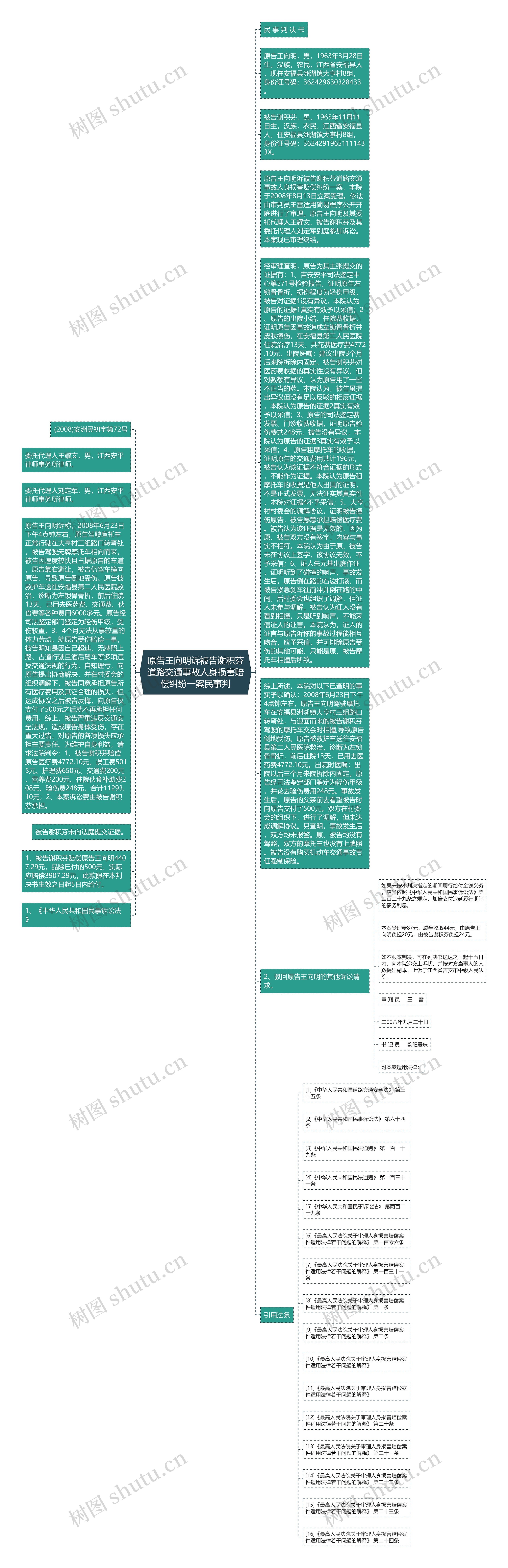 原告王向明诉被告谢积芬道路交通事故人身损害赔偿纠纷一案民事判