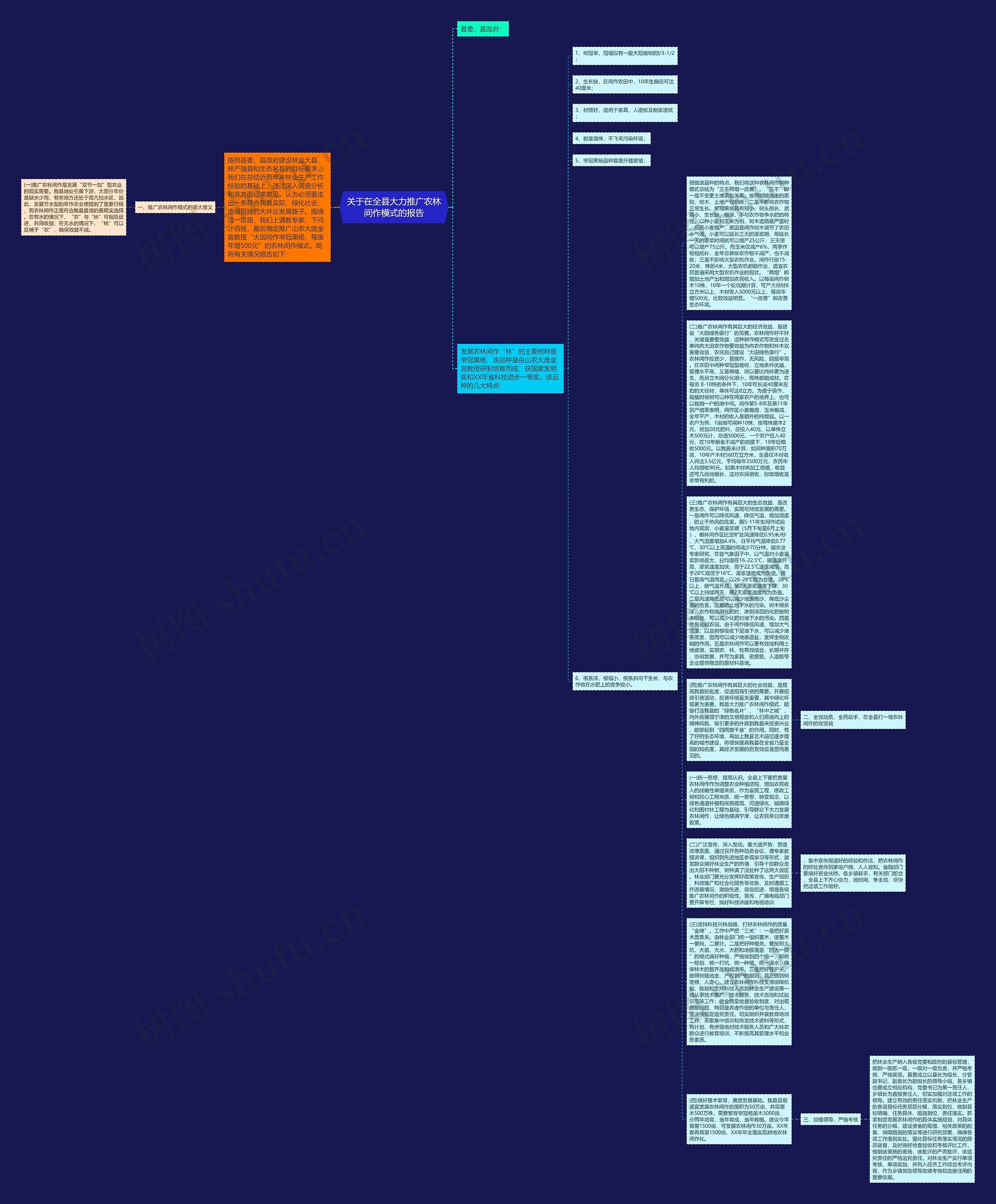 关于在全县大力推广农林间作模式的报告思维导图