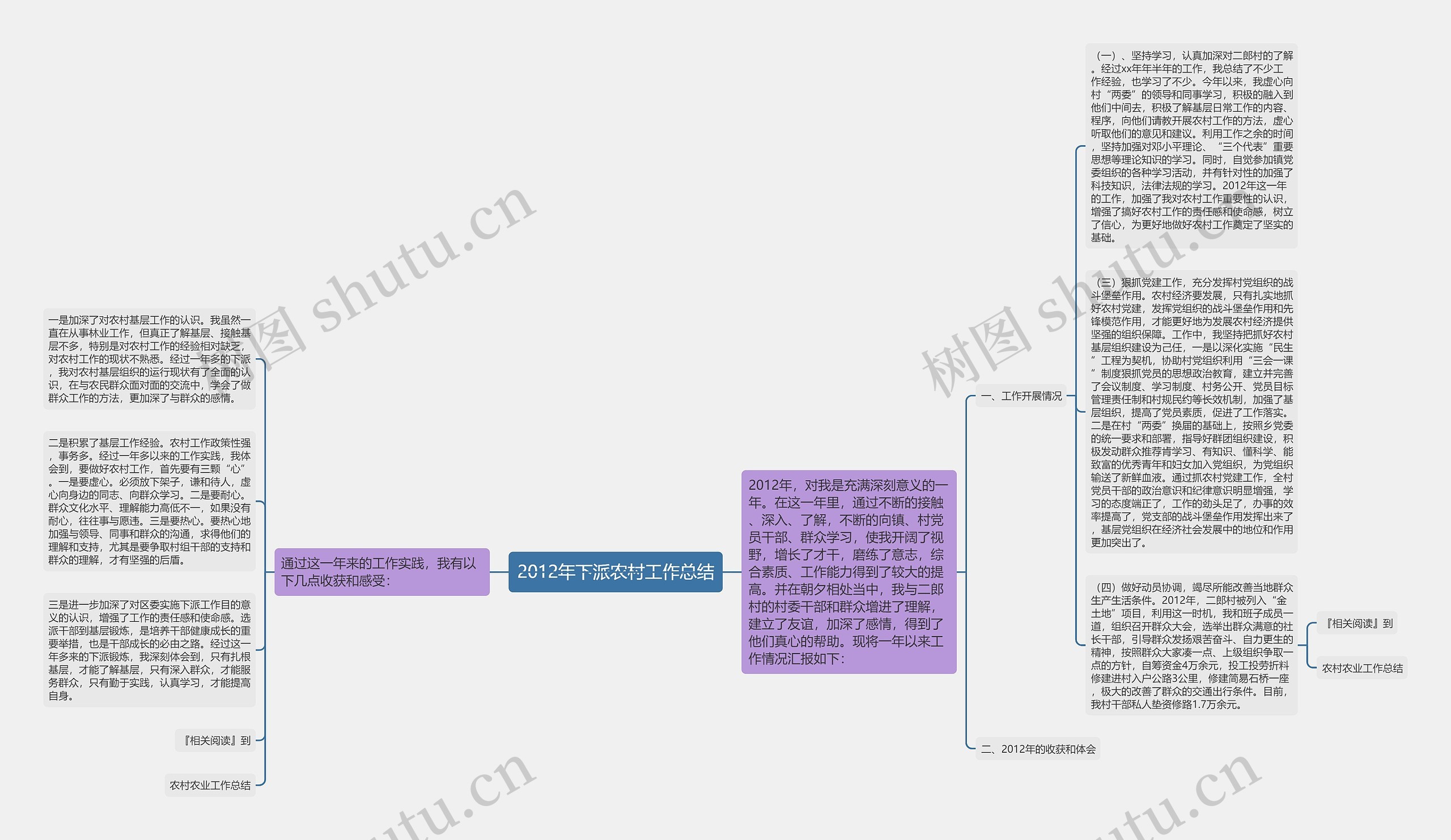 2012年下派农村工作总结思维导图