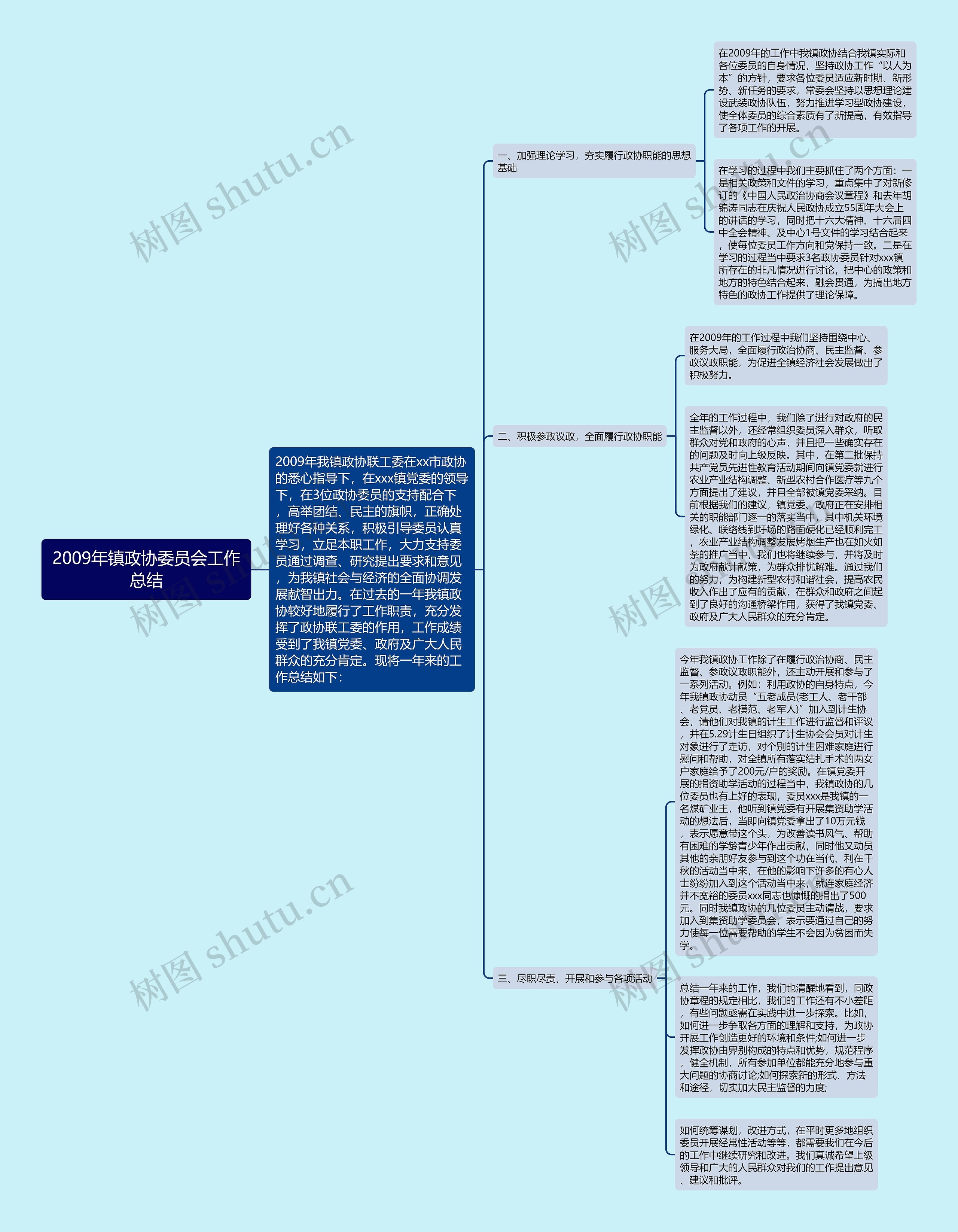 2009年镇政协委员会工作总结思维导图