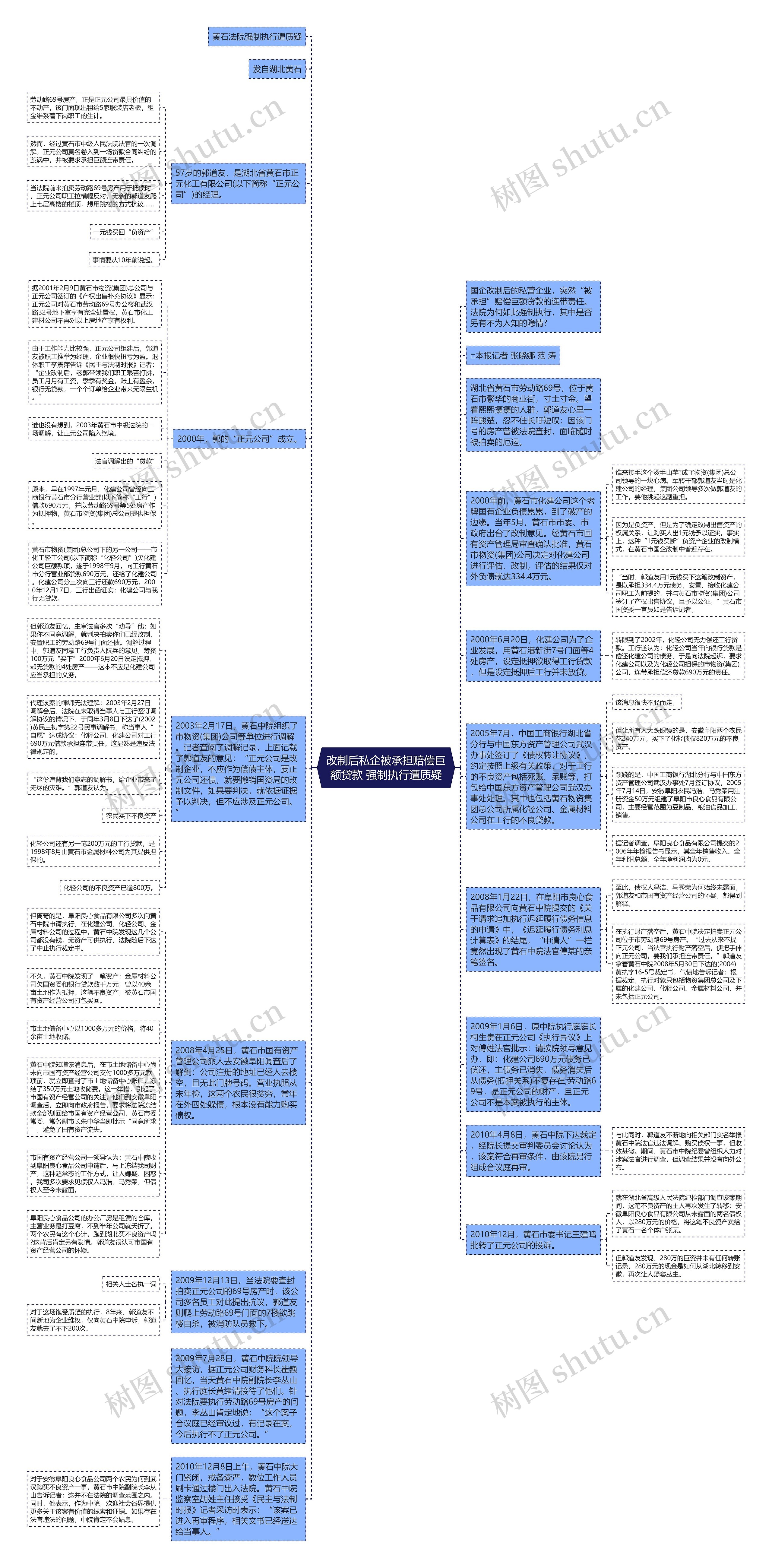 改制后私企被承担赔偿巨额贷款 强制执行遭质疑思维导图