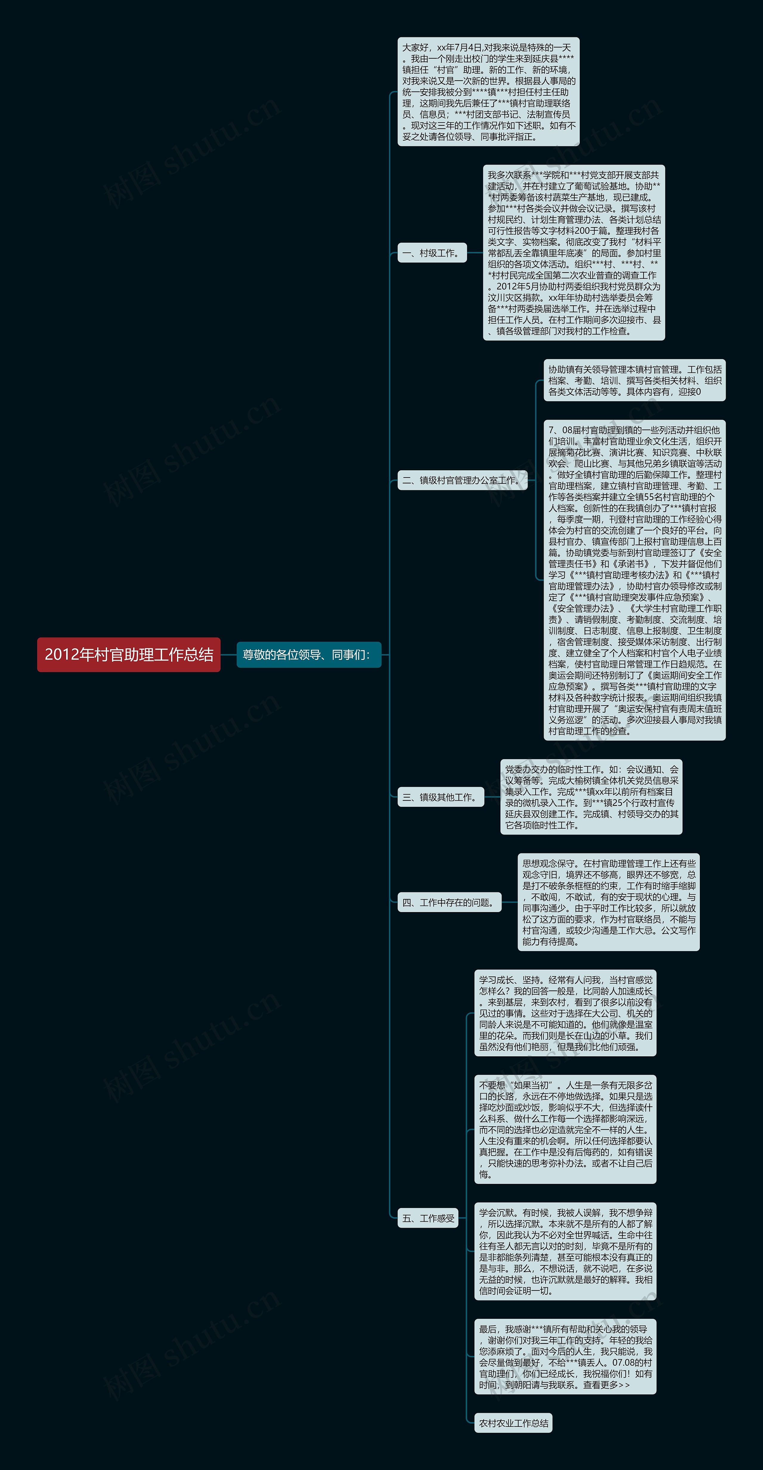 2012年村官助理工作总结思维导图