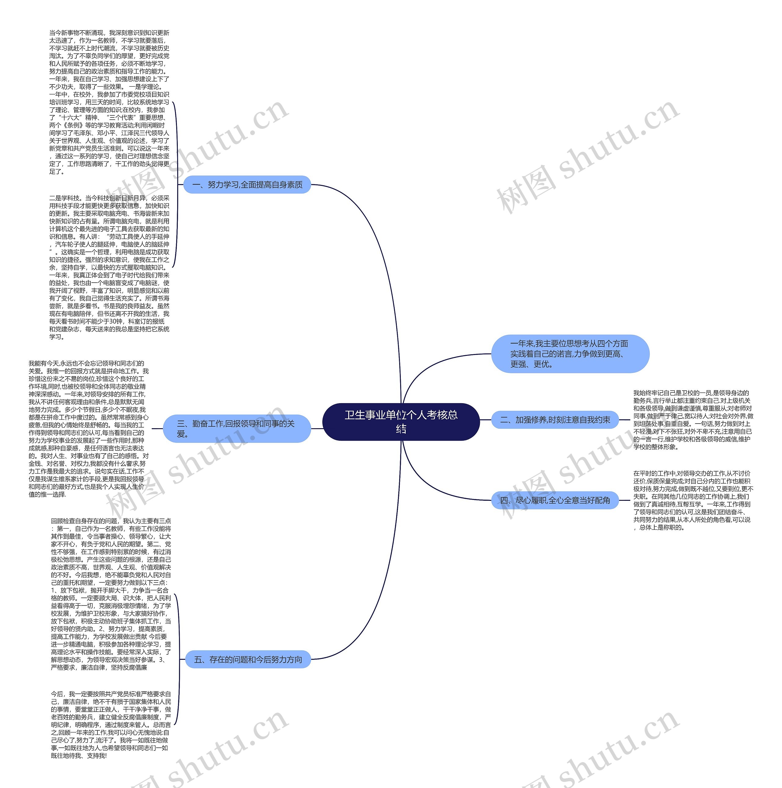 卫生事业单位个人考核总结思维导图