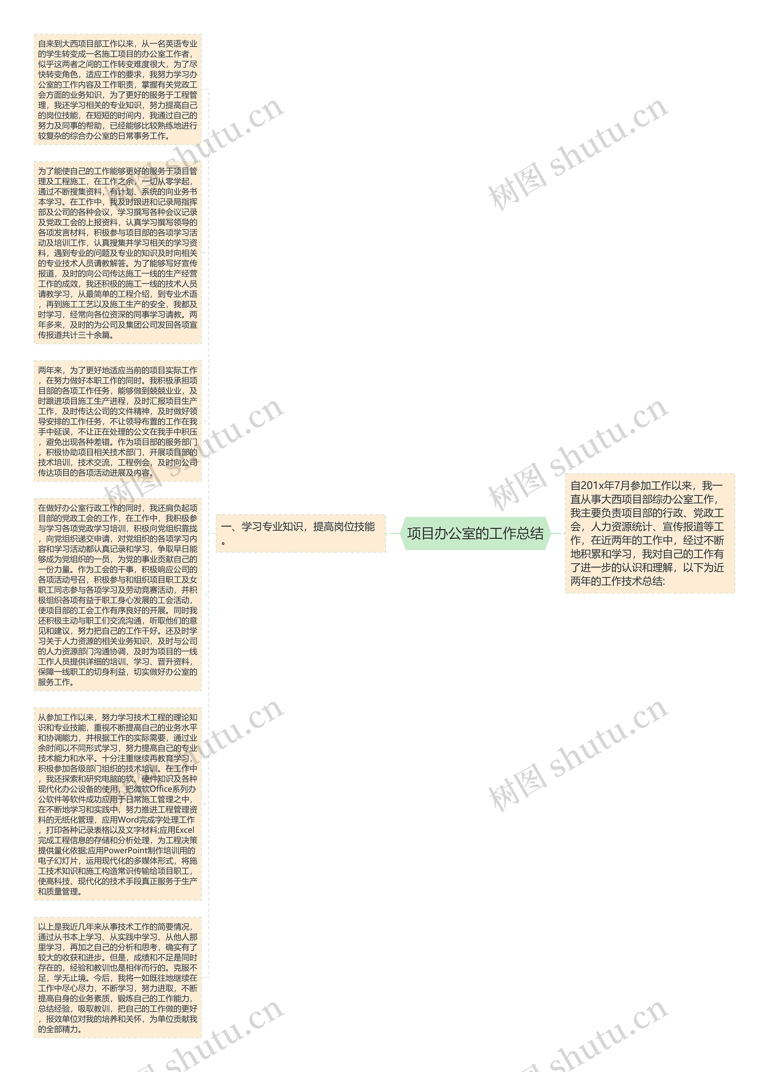 项目办公室的工作总结思维导图