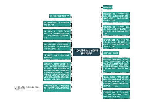 北京海淀区法院交通事故民事调解书