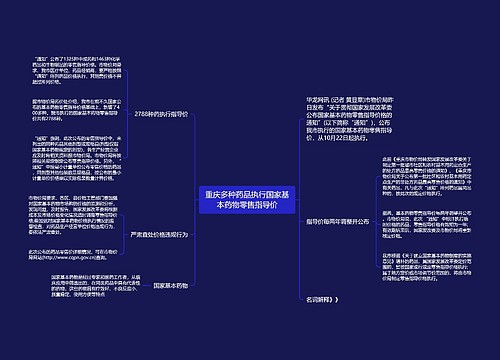 重庆多种药品执行国家基本药物零售指导价