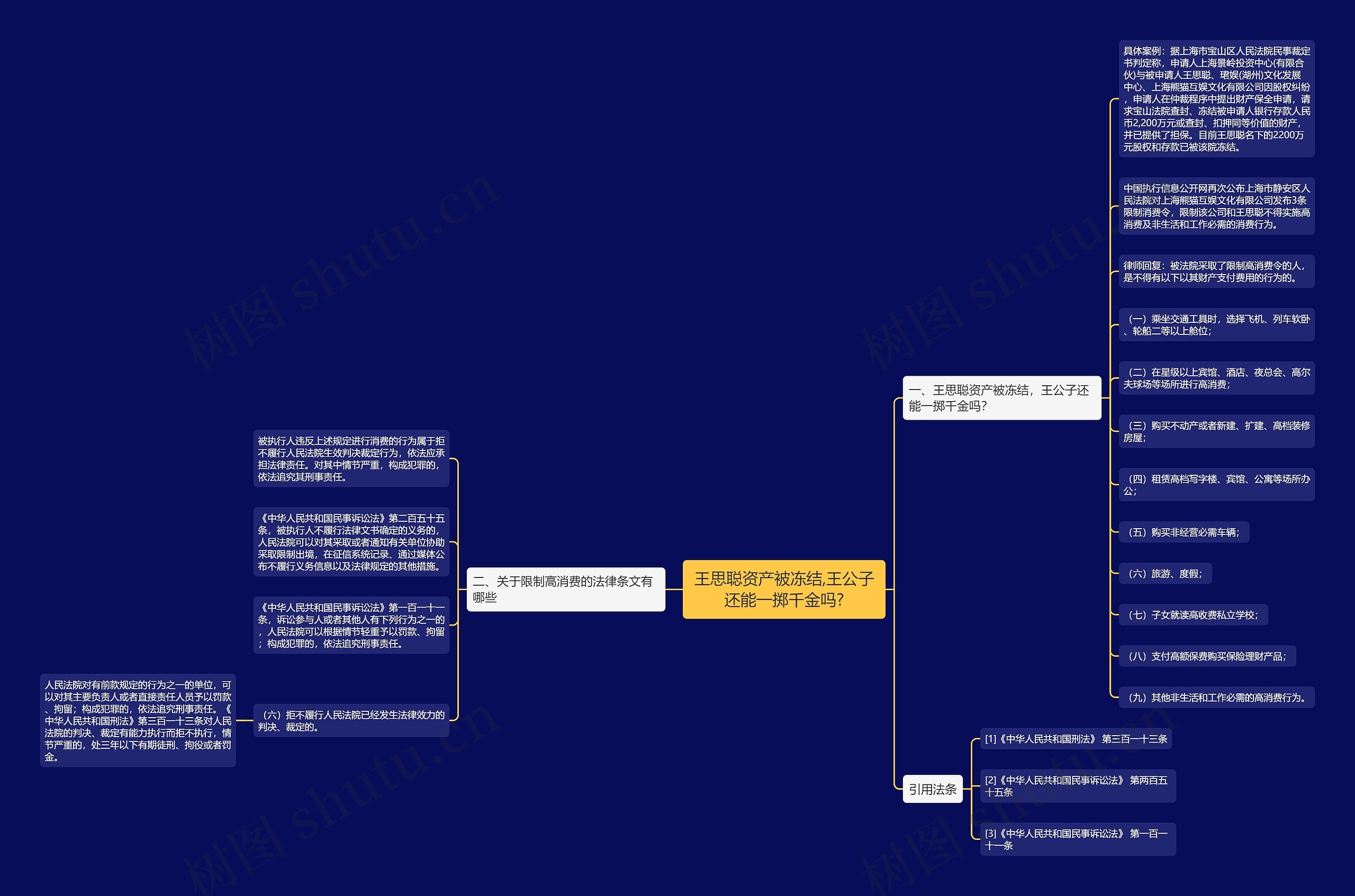 王思聪资产被冻结,王公子还能一掷千金吗?思维导图